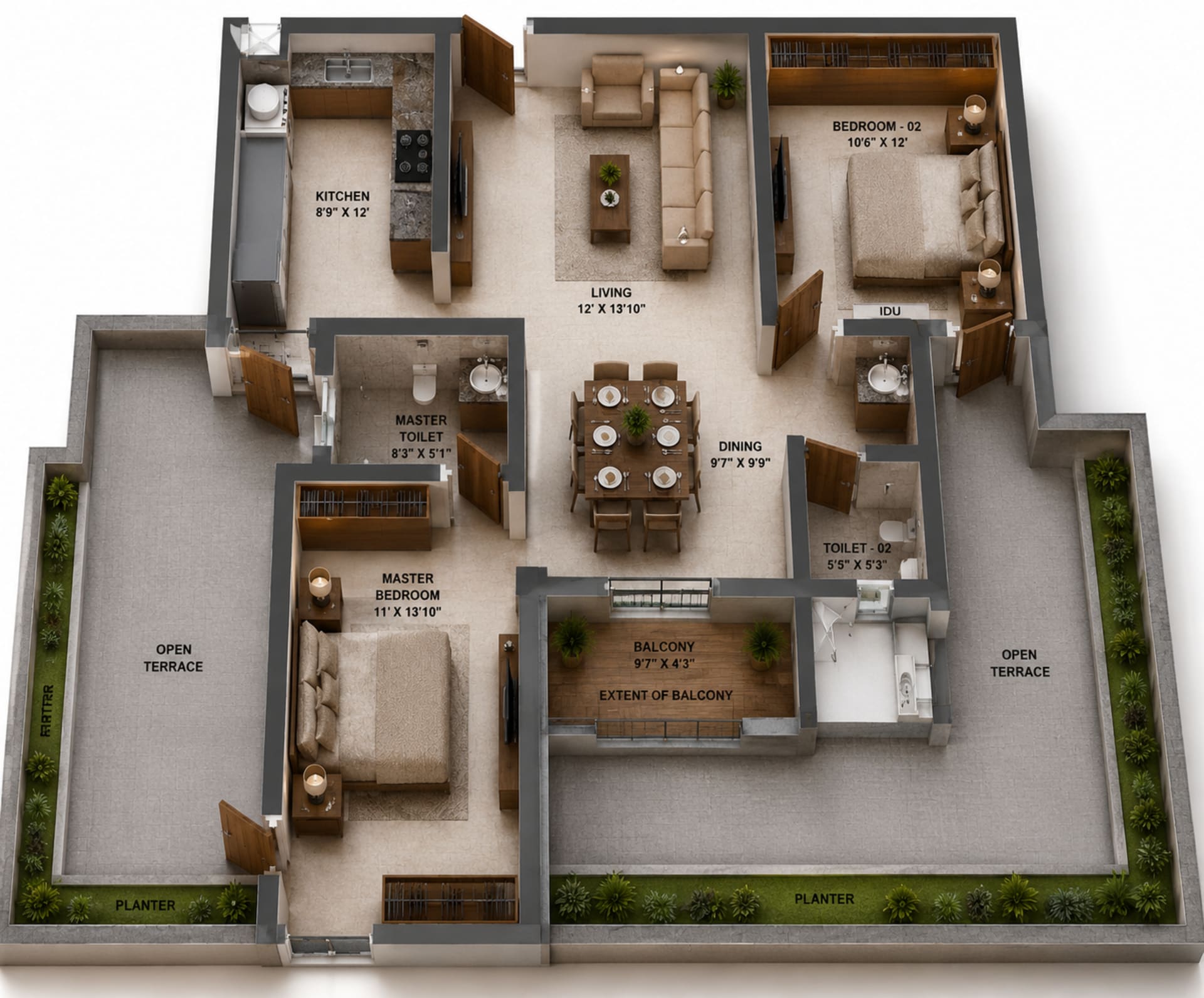 2 BHK Apartment Floor Plan – Sidharth Bliss