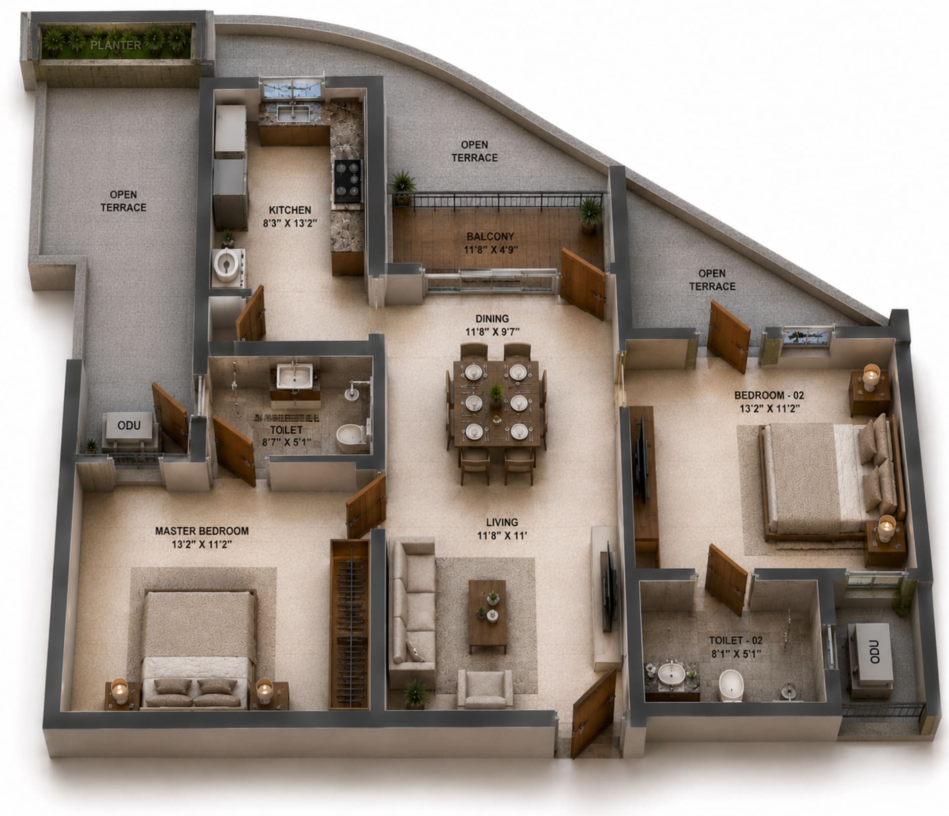 2 BHK Apartment Floor Plan – Sidharth Bliss