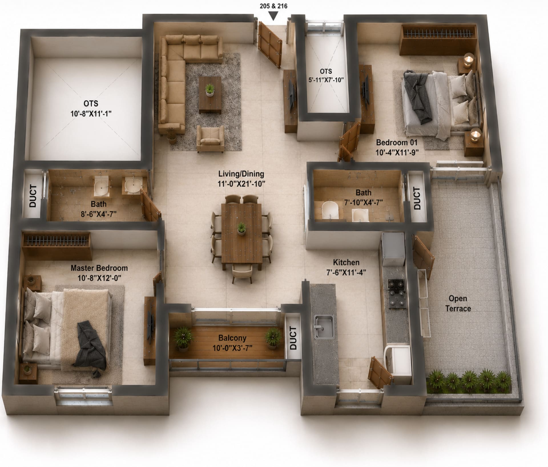 2 BHK Apartment Floor Plan – Silversky The One