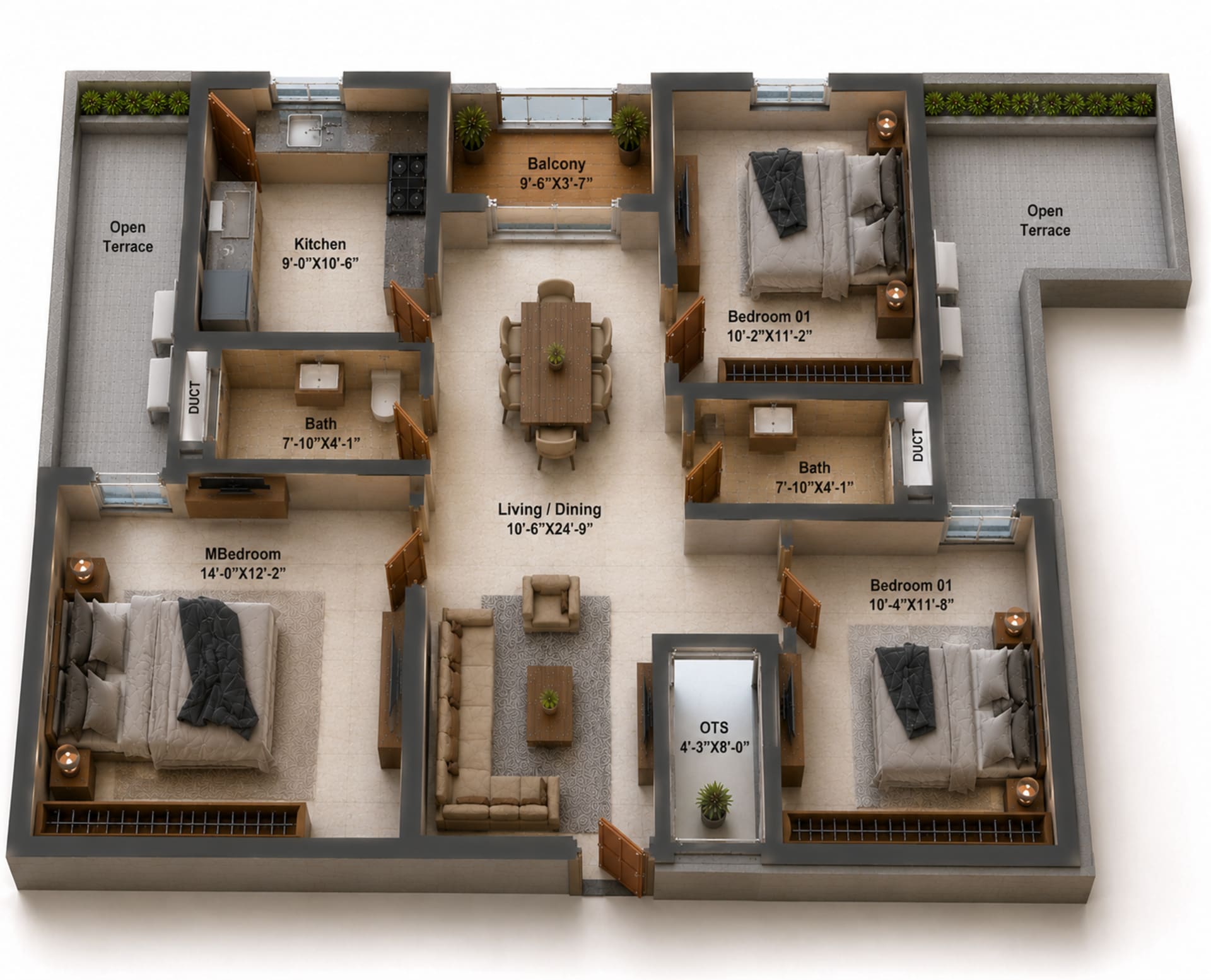 2.5 BHK Apartment Floor Plan – Silversky The One