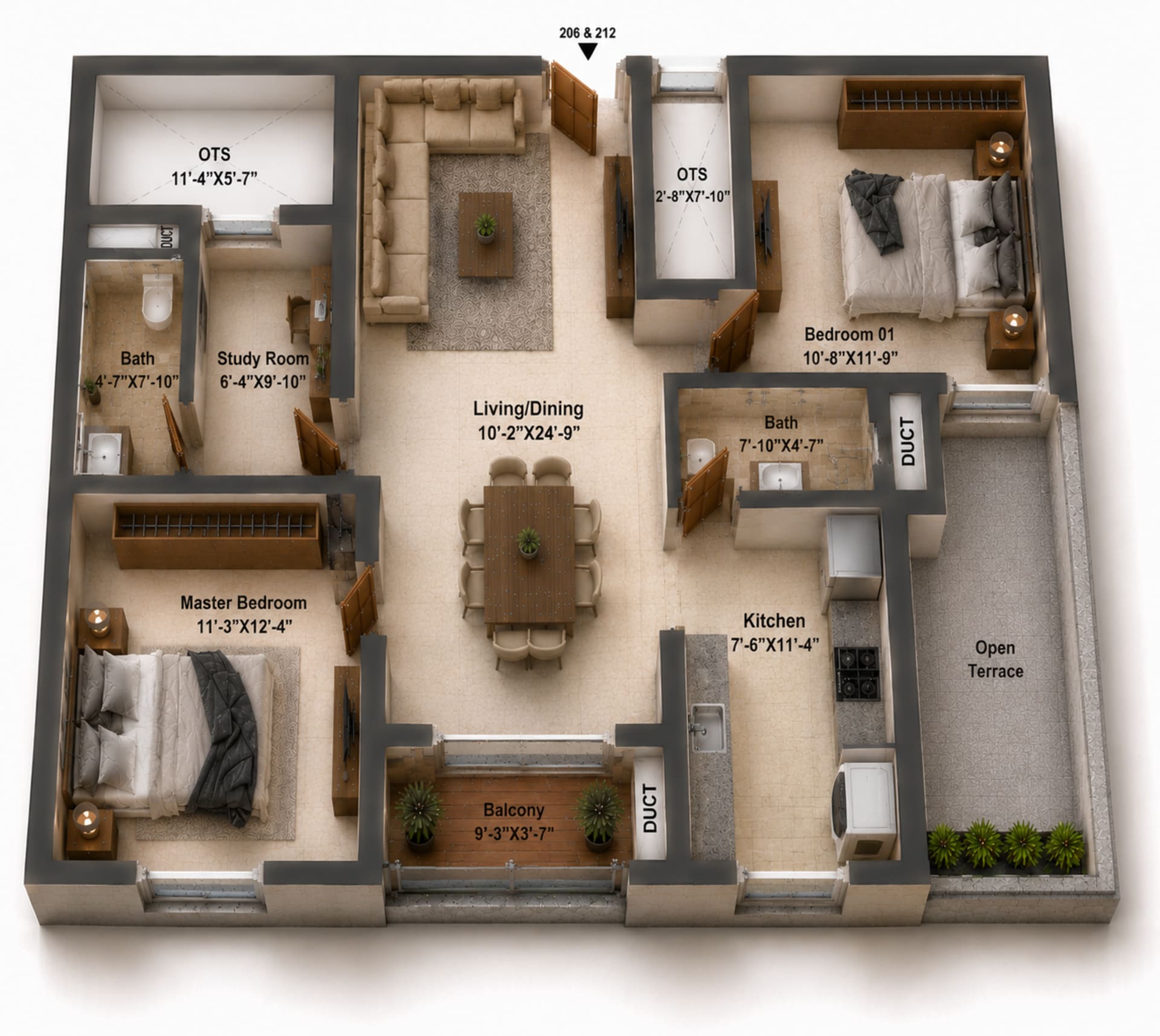 2.5 BHK Apartment Floor Plan – Silversky The One