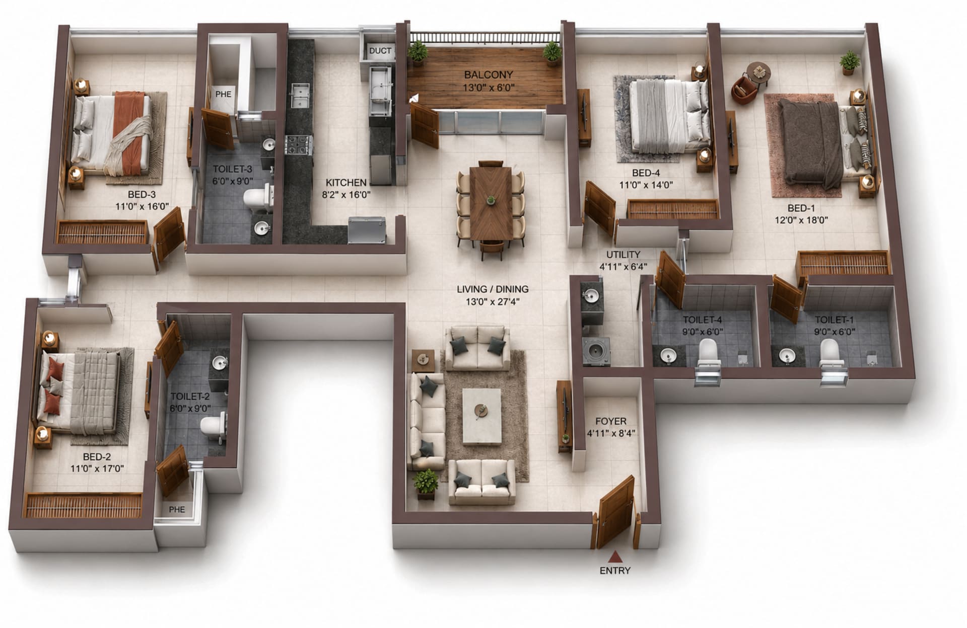 4BHK Apartment Floor Plan – Casagrand Zodiac
