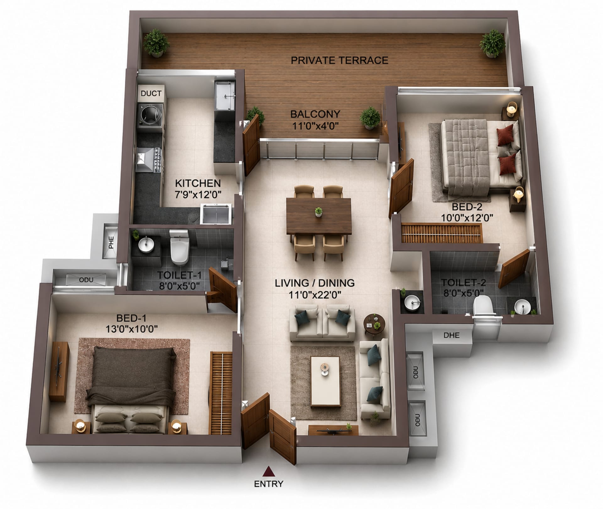 2BHK Apartment Floor Plan – Casagrand Zodiac