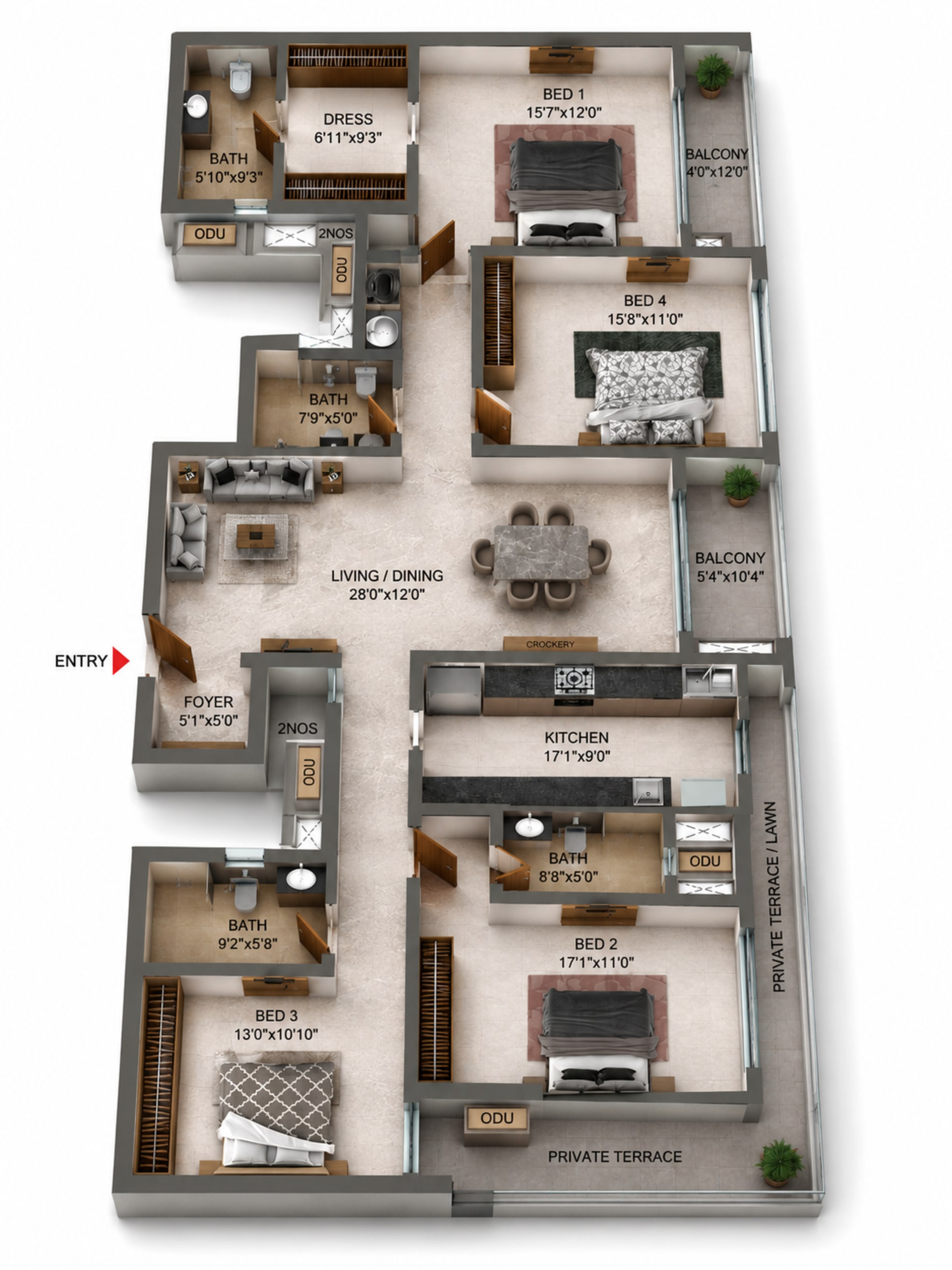 4 BHK Floor Plan – Casagrand Mercury