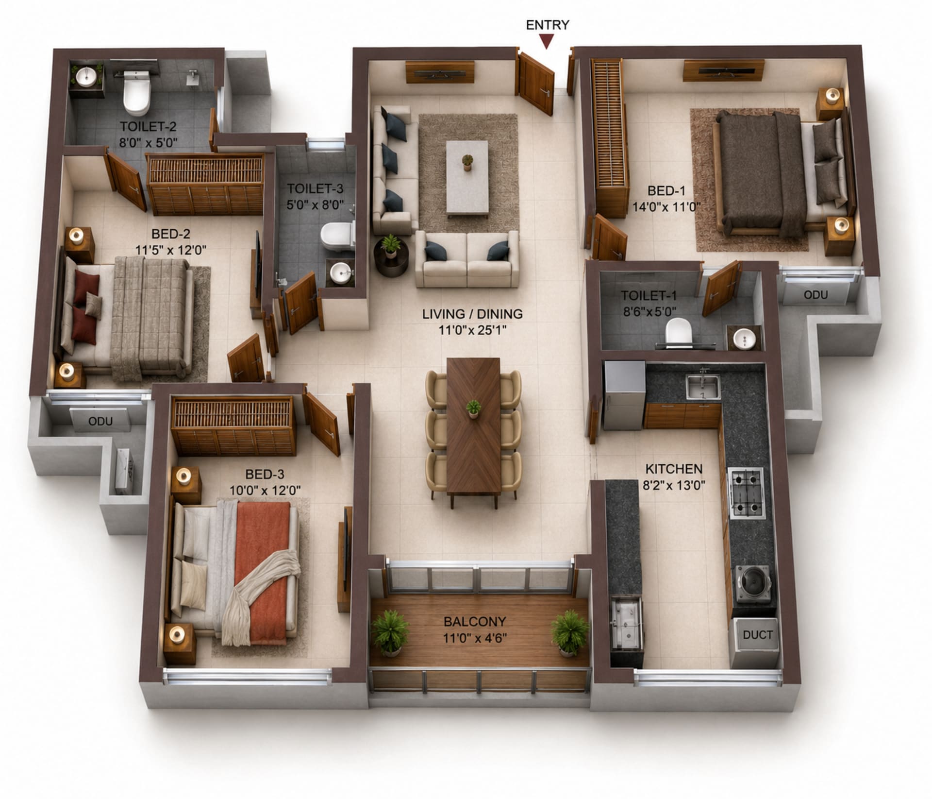 3BHK Apartment Floor Plan – Casagrand Zodiac