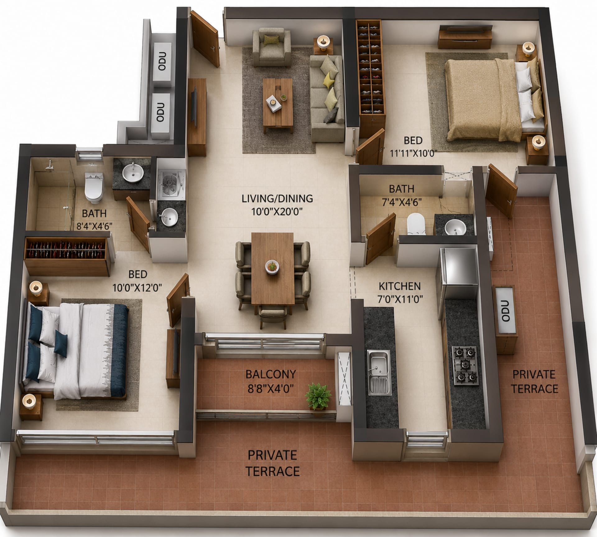 2BHK Apartment Floor Plan – Casagrand Aspires