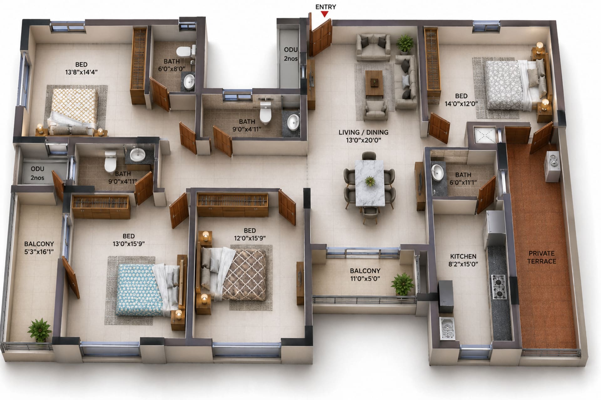 4BHK Apartment Floor Plan – Casagrand Flagship