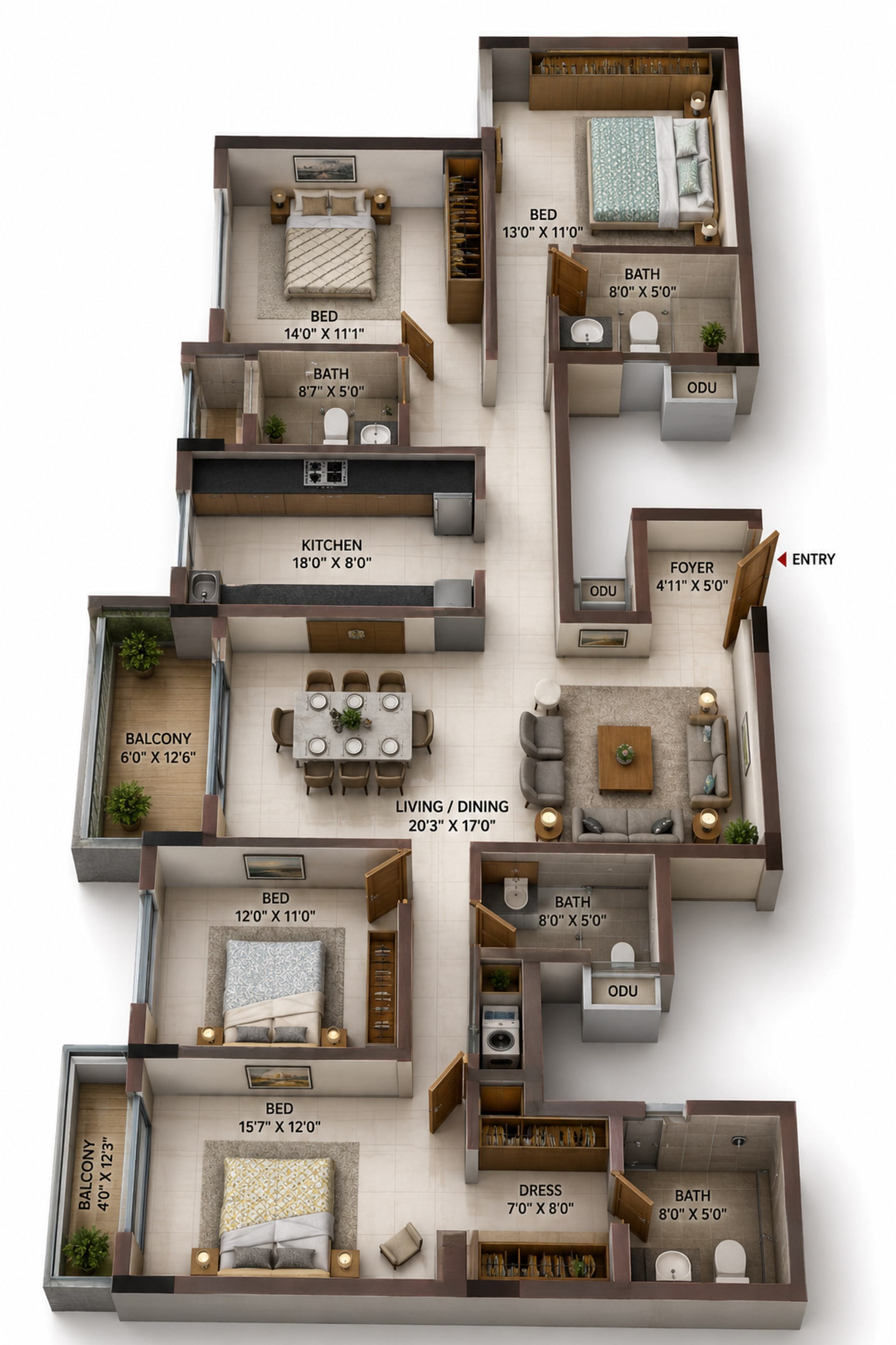 4BHK Apartment Floor Plan – Casagrand Flagship
