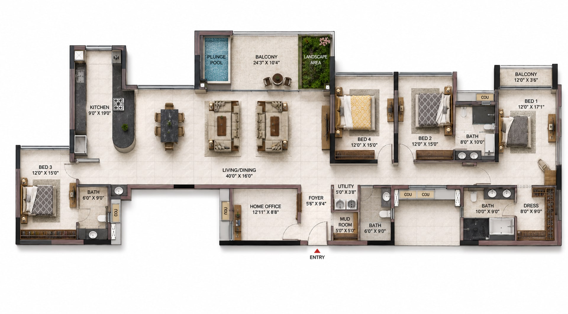 5 BHK Elevated Villa Floor Plan – Casagrand Laurels