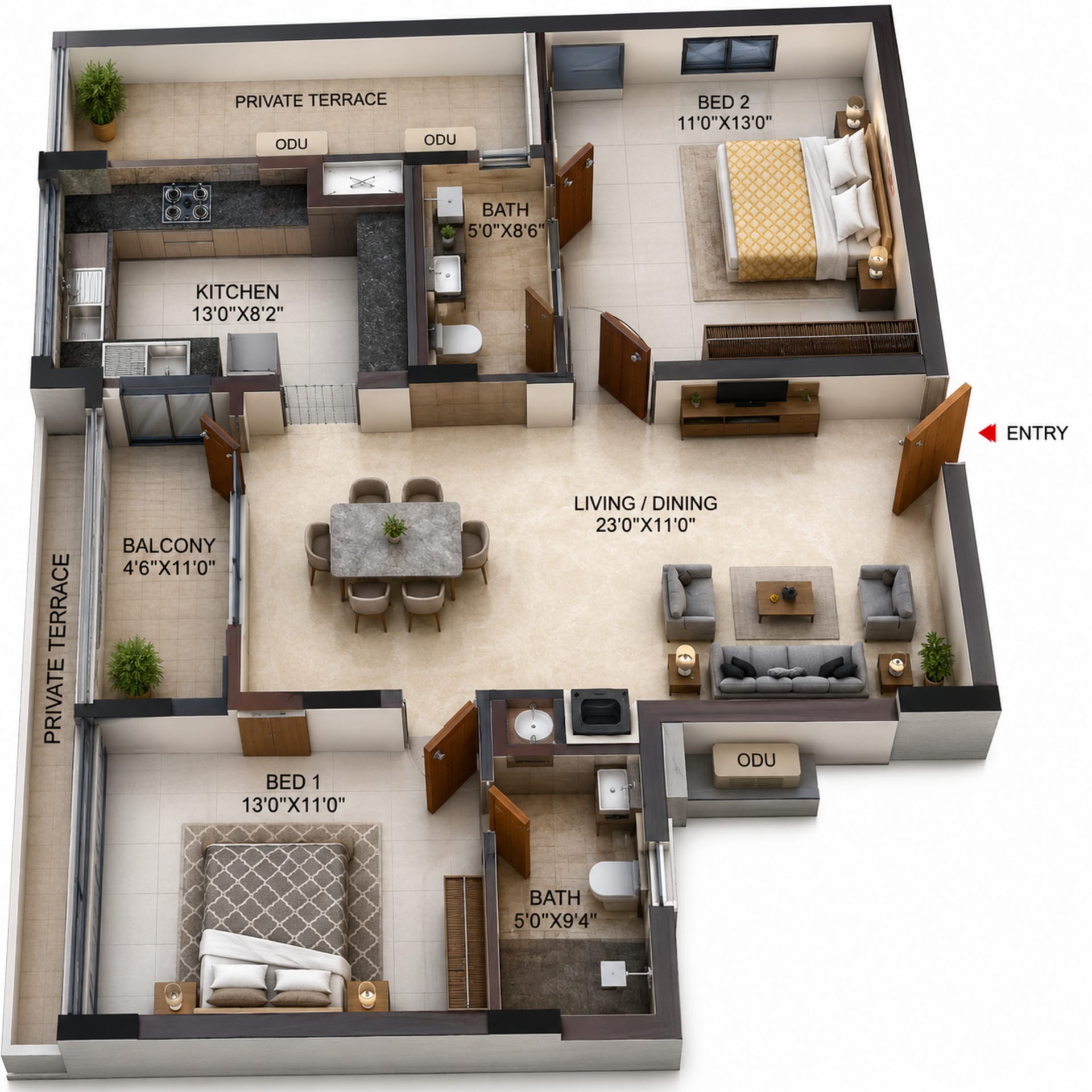 2BHK Apartment Floor Plan – Casagrand Linore