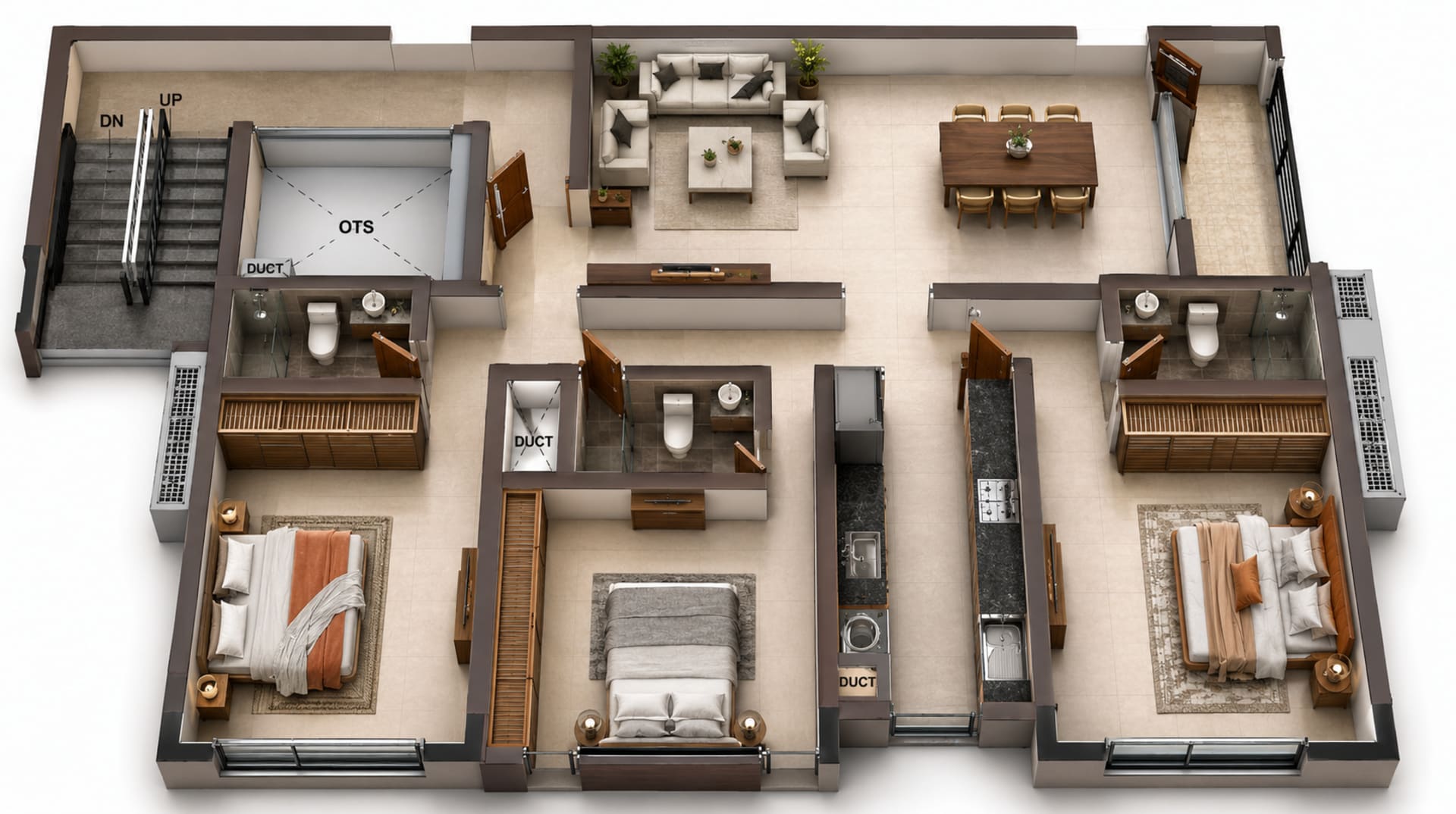 3 BHK Apartment Floor Plan – Casagrand Wesley