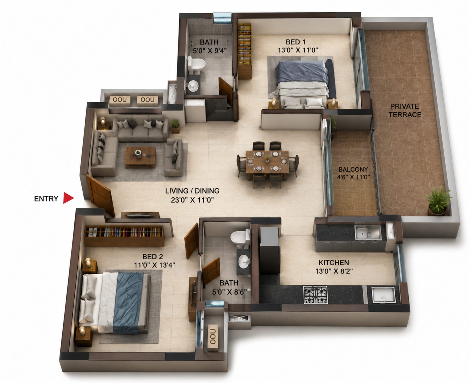 2 BHK Apartment Floor Plan – Casagrand Casamia