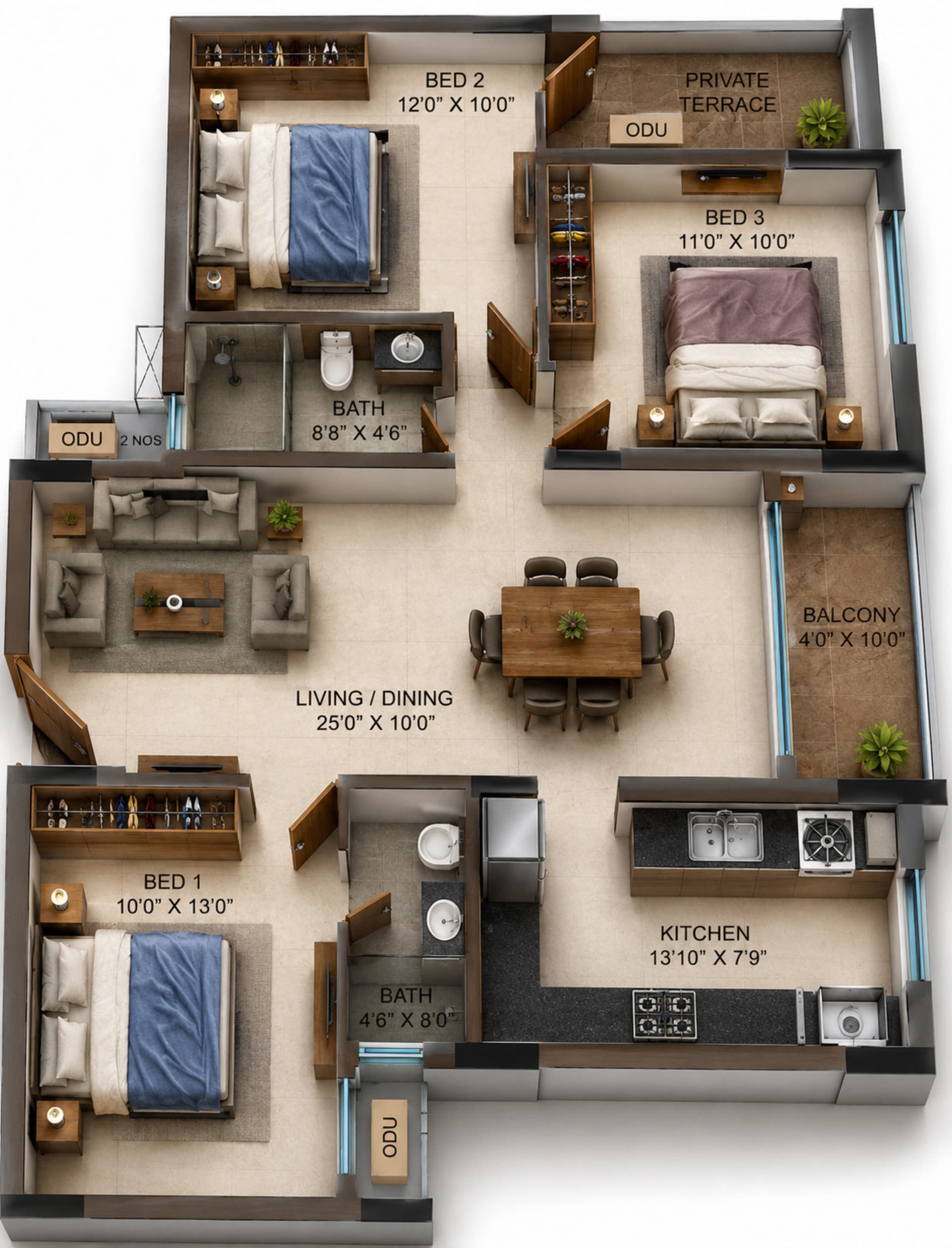 3 BHK Apartment Floor Plan – Casagrand Casamia