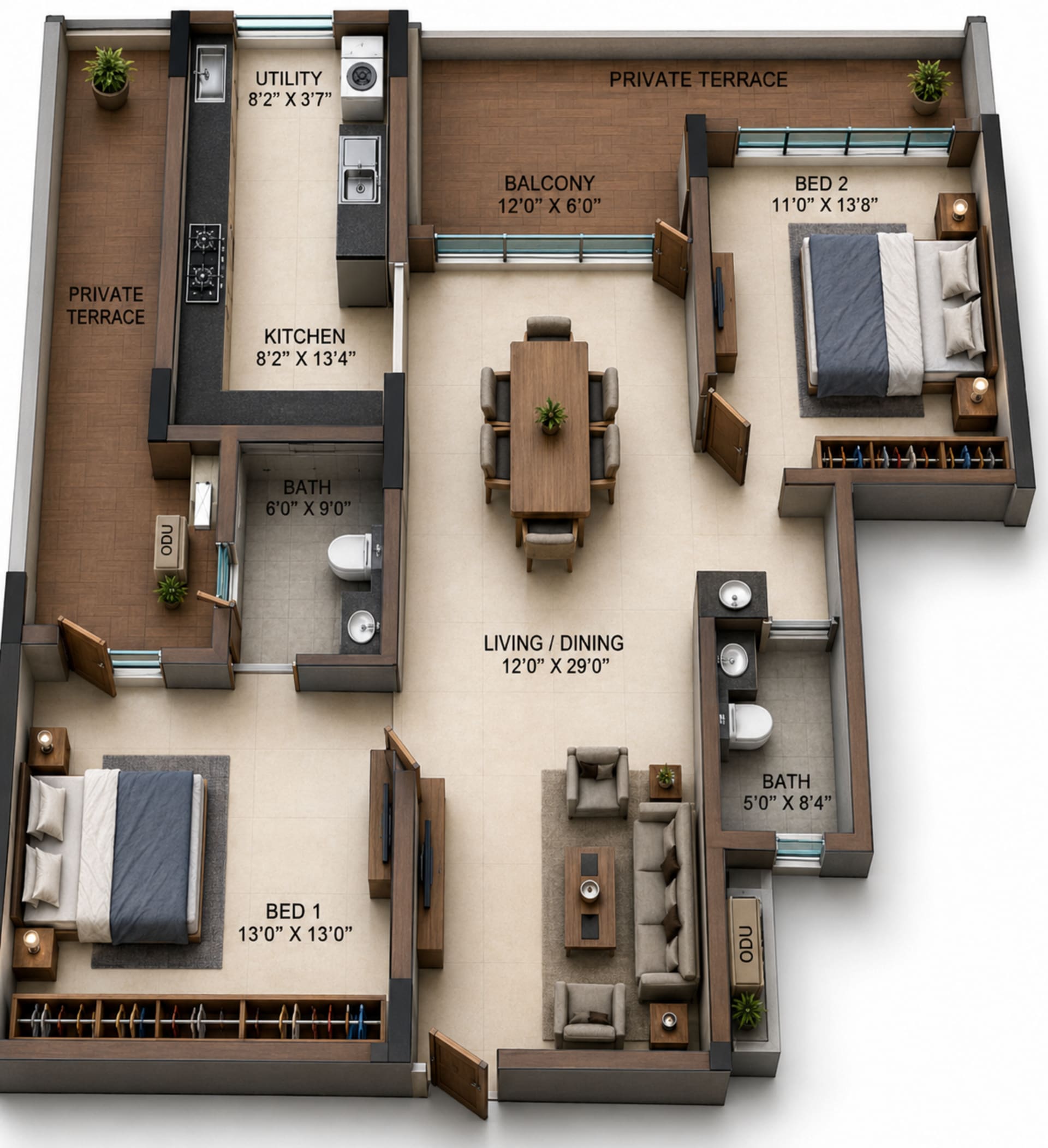 2 BHK Apartment Floor Plan – Casagrand Casamia