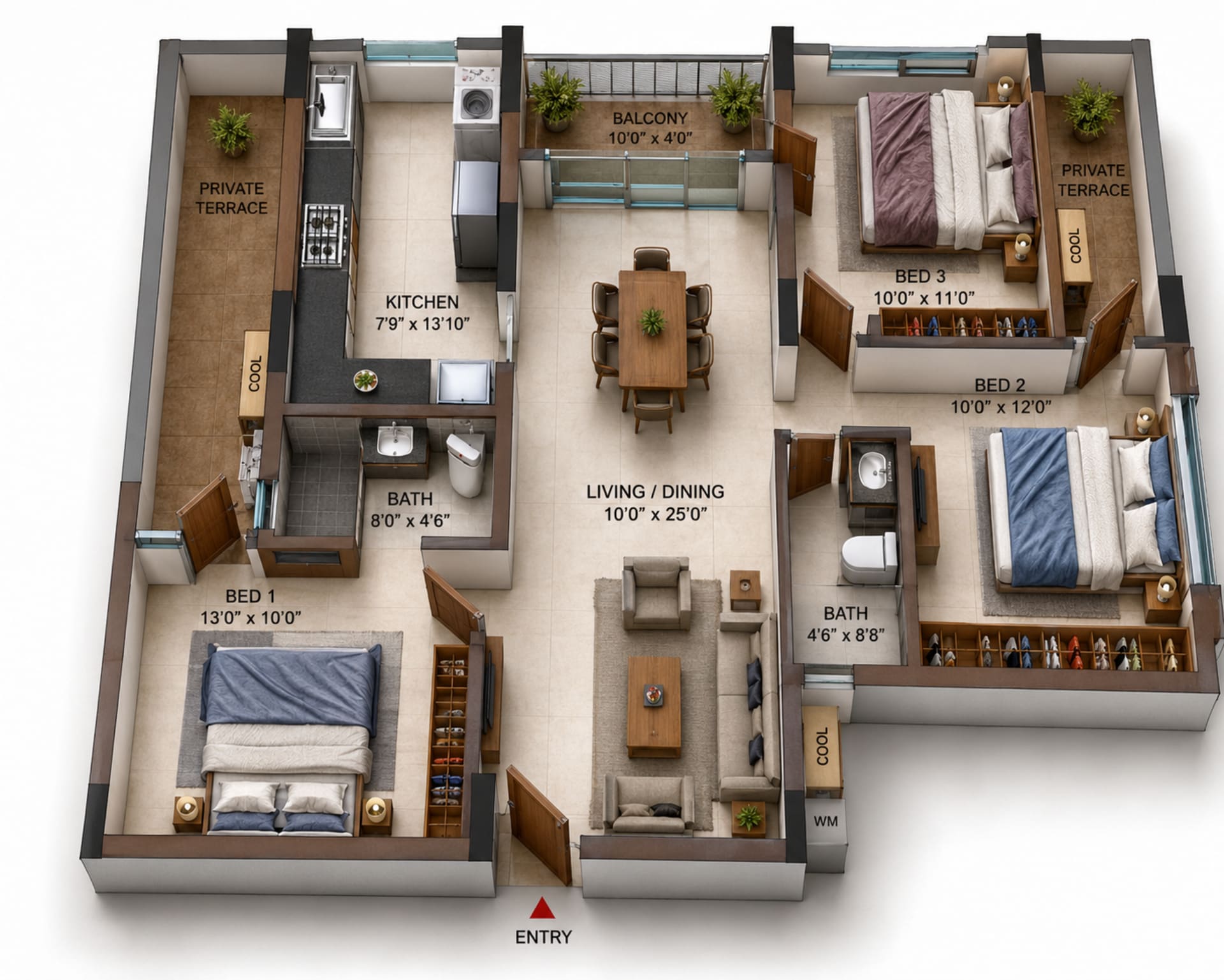 3 BHK Apartment Floor Plan – Casagrand Casamia