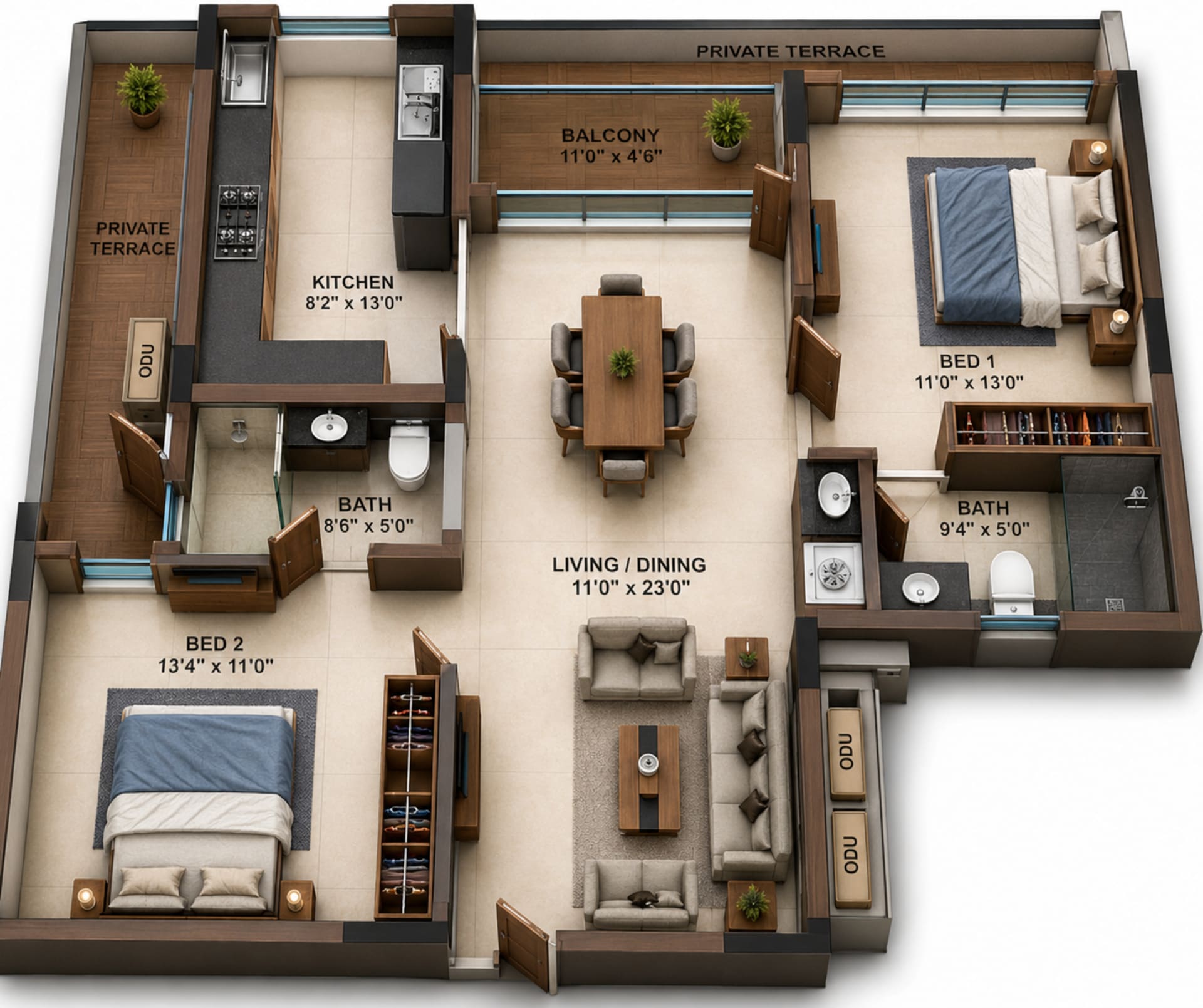 2 BHK Apartment Floor Plan – Casagrand Casamia