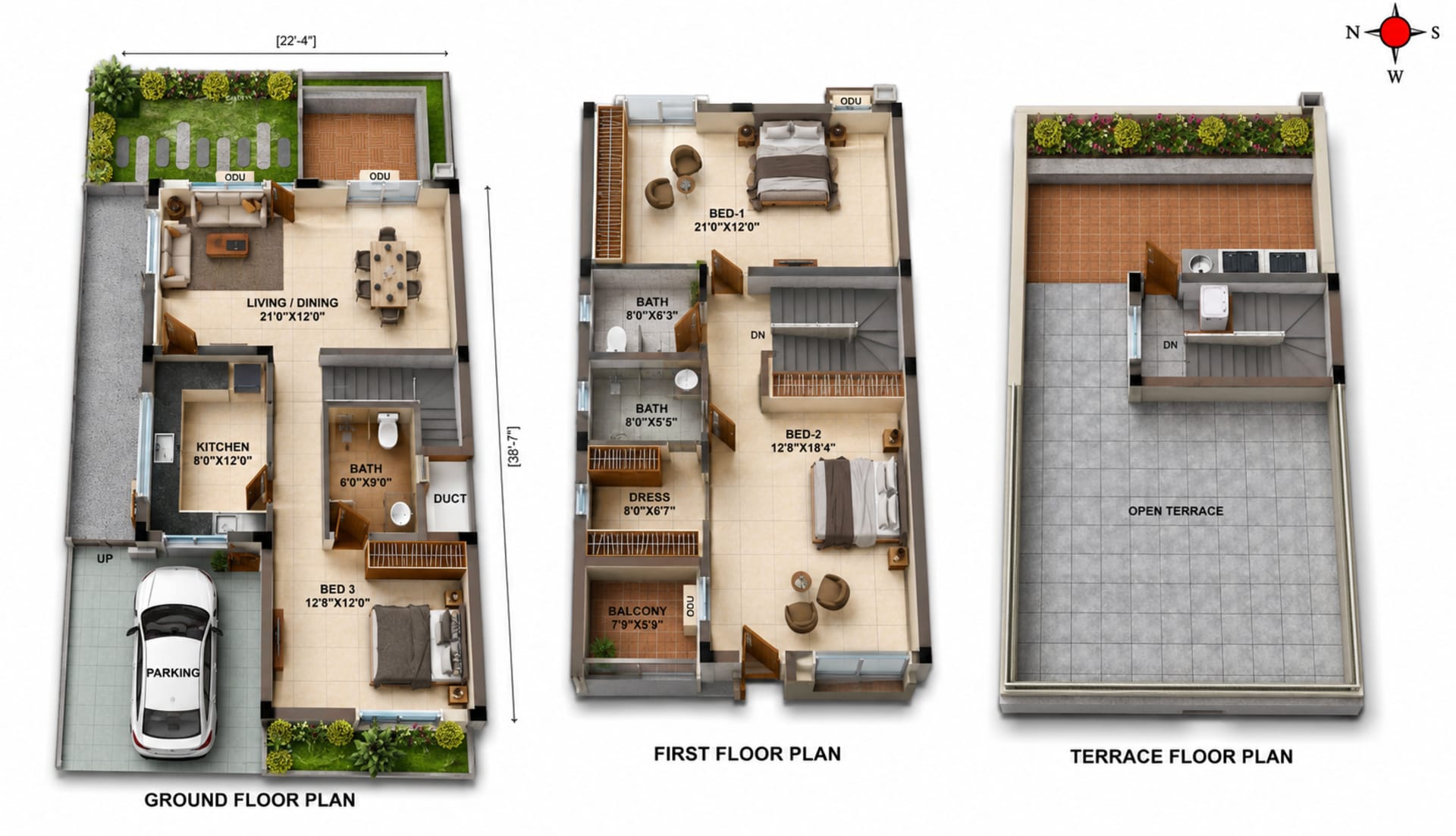3 BHK Villa Floor Plan – Casagrand Goldengrove