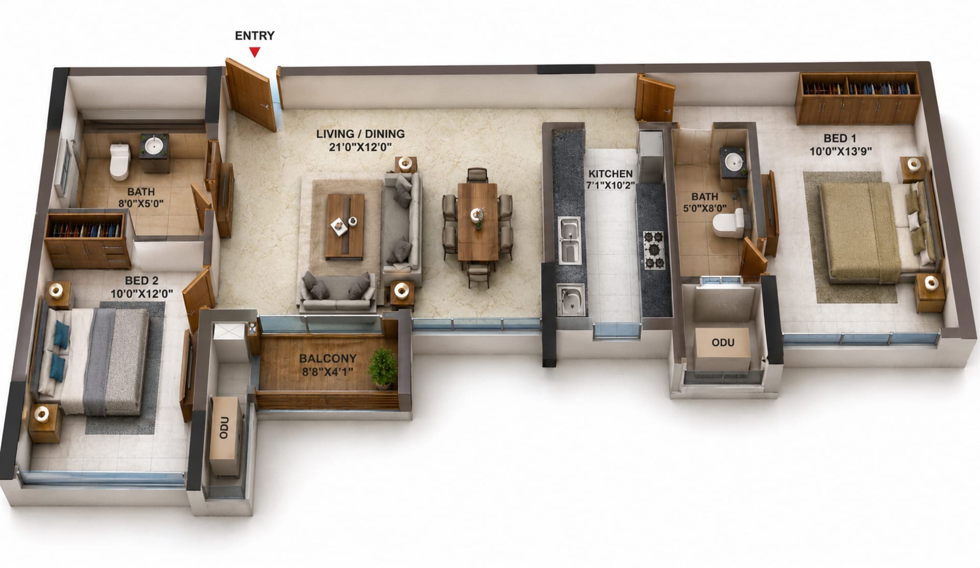 2 BHK Apartment Floor Plan – Casagrand Highclere