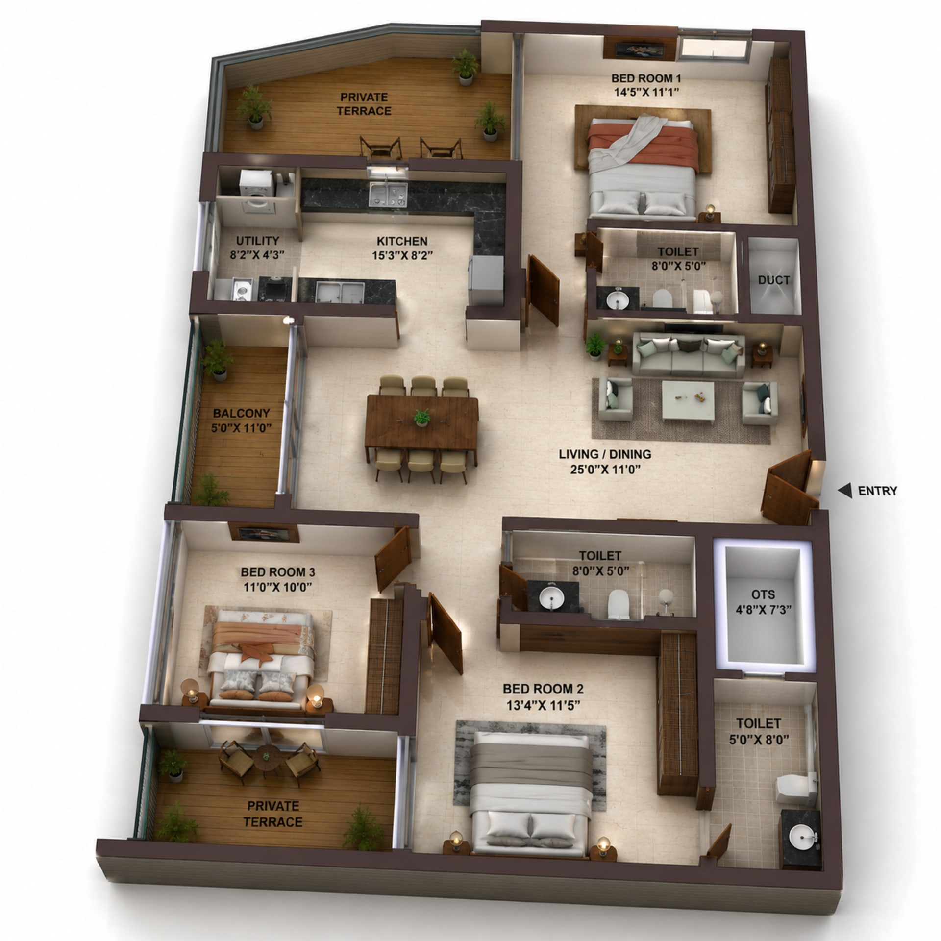 3 BHK Apartment Floor Plan – Casagrand Jarvis