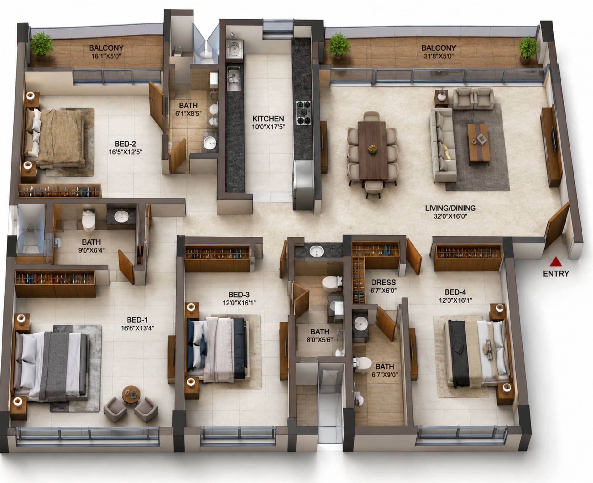 4 BHK Apartment Floor Plan – Casagrand Avenuepark