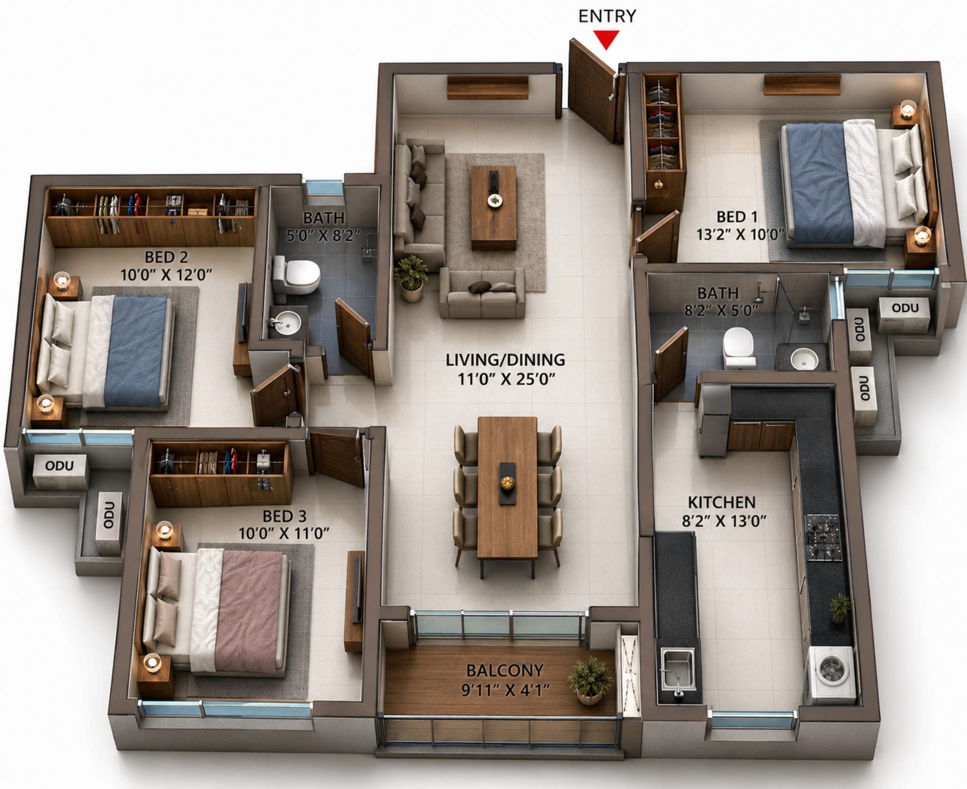 3 BHK Floor Plan – Casagrand Highcity