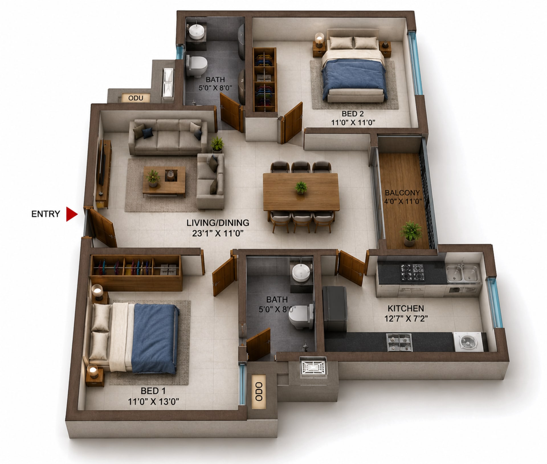 2 BHK Apartment Floor Plan – Casagrand Highcity