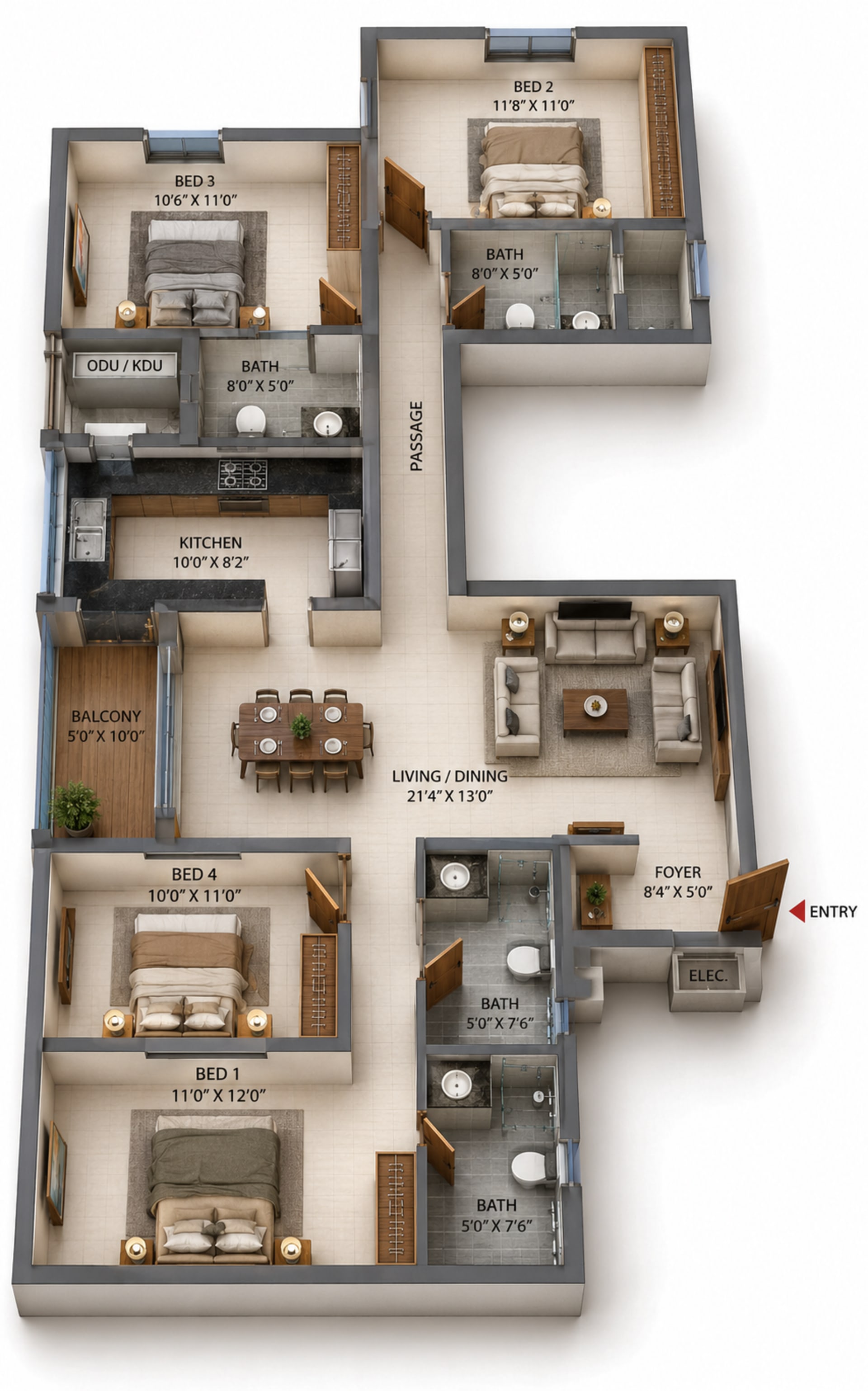 4 BHK Apartment Floor Plan – Casagrand Ventra