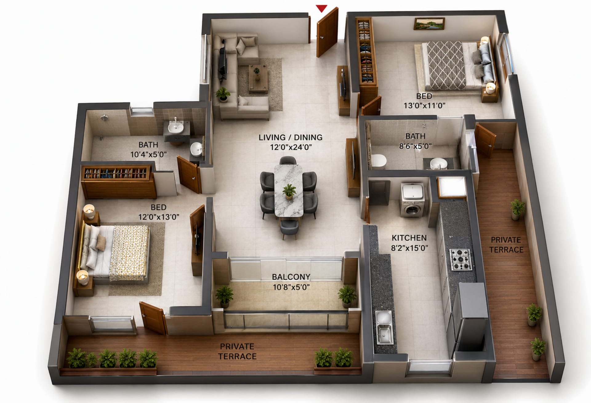 2 BHK Apartment Floor Plan – Casagrand Elysium