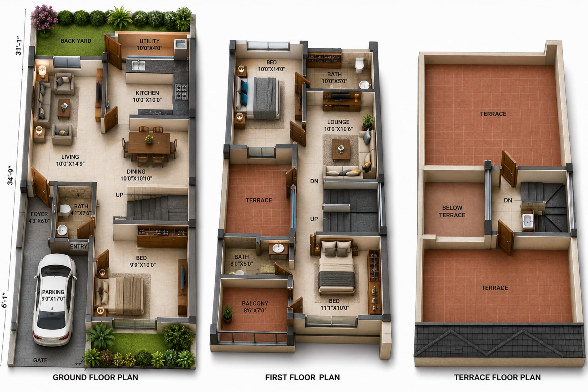 3 BHK Villa Floor Plan – Casagrand Mabelle