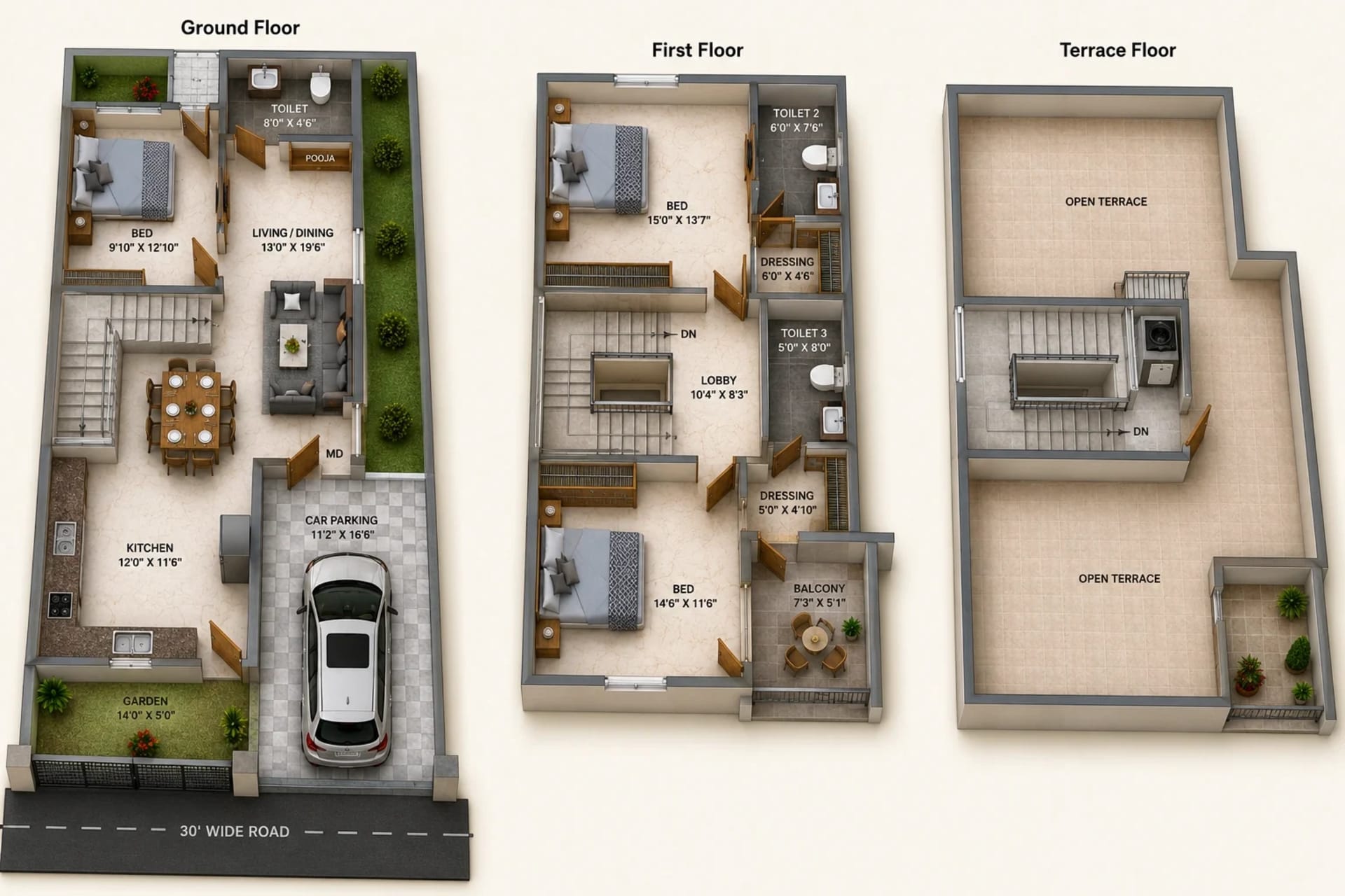 3 BHK Villa Floor Plan – DAC Vilva