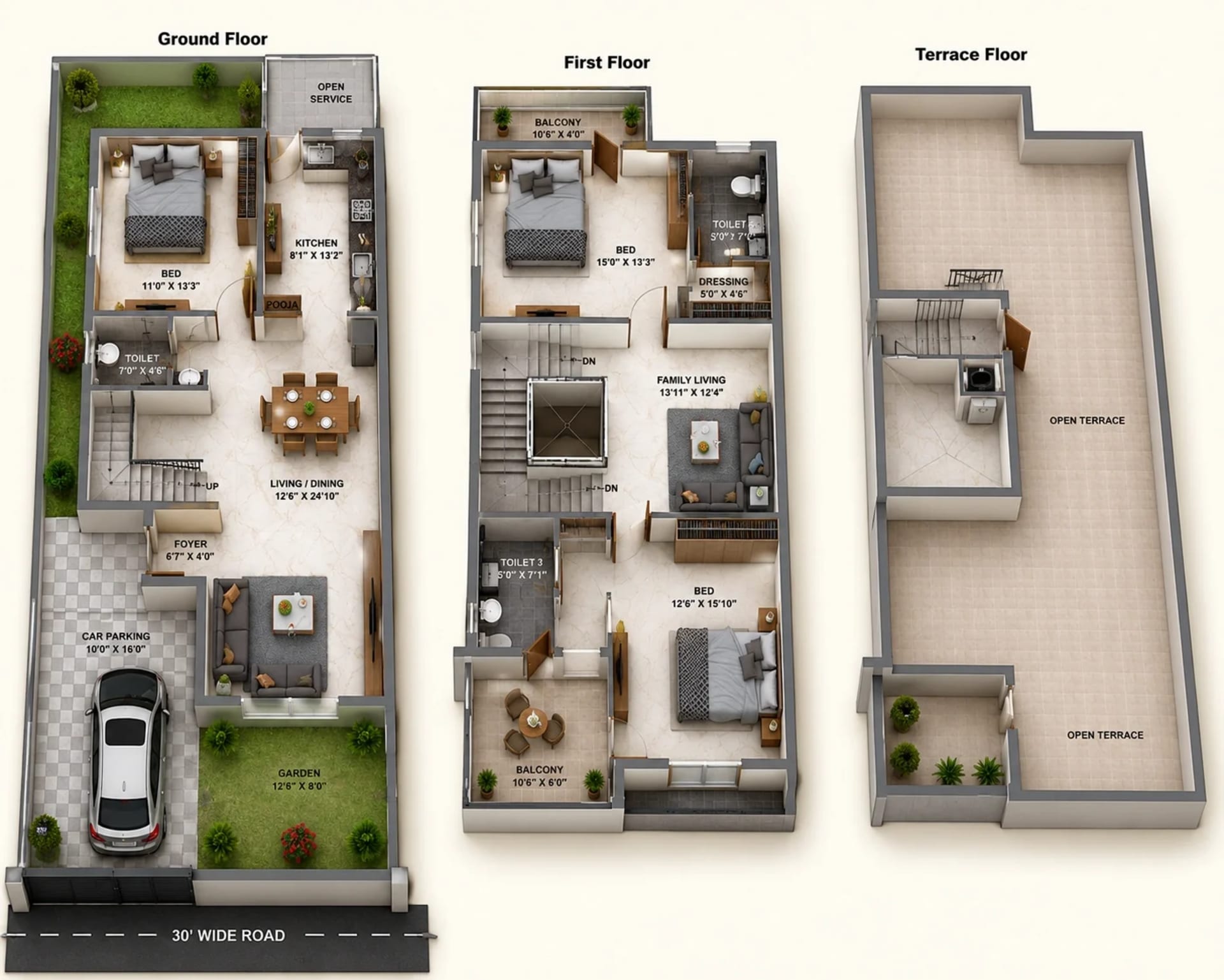 3 BHK Villa Floor Plan – DAC Vilva