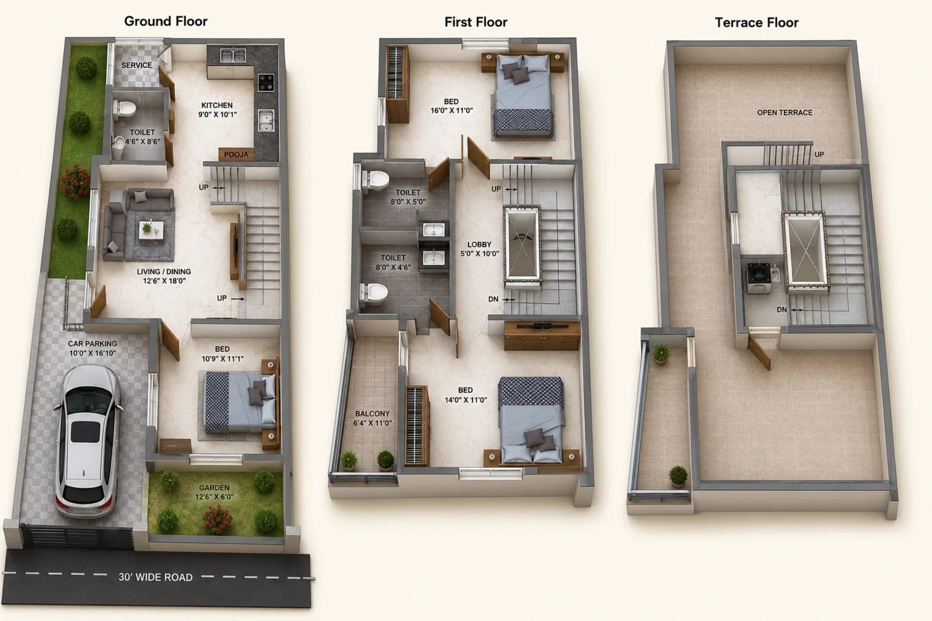3 BHK Villa Floor Plan – DAC Vilva