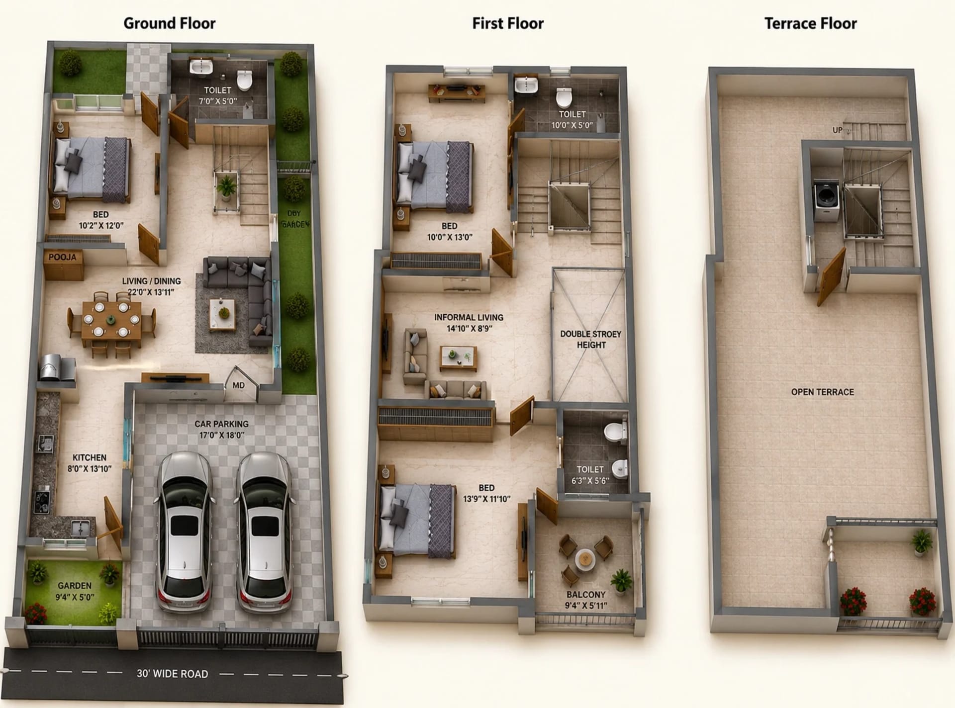 3BHK Villa Floor Plan – DAC Vilva