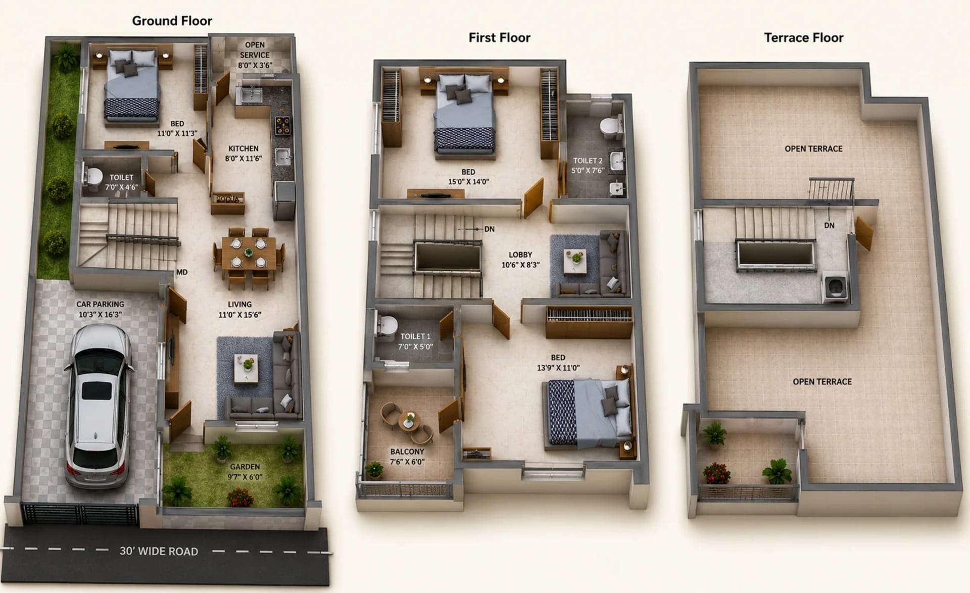 3 BHK Villa Floor Plan – DAC Vilva