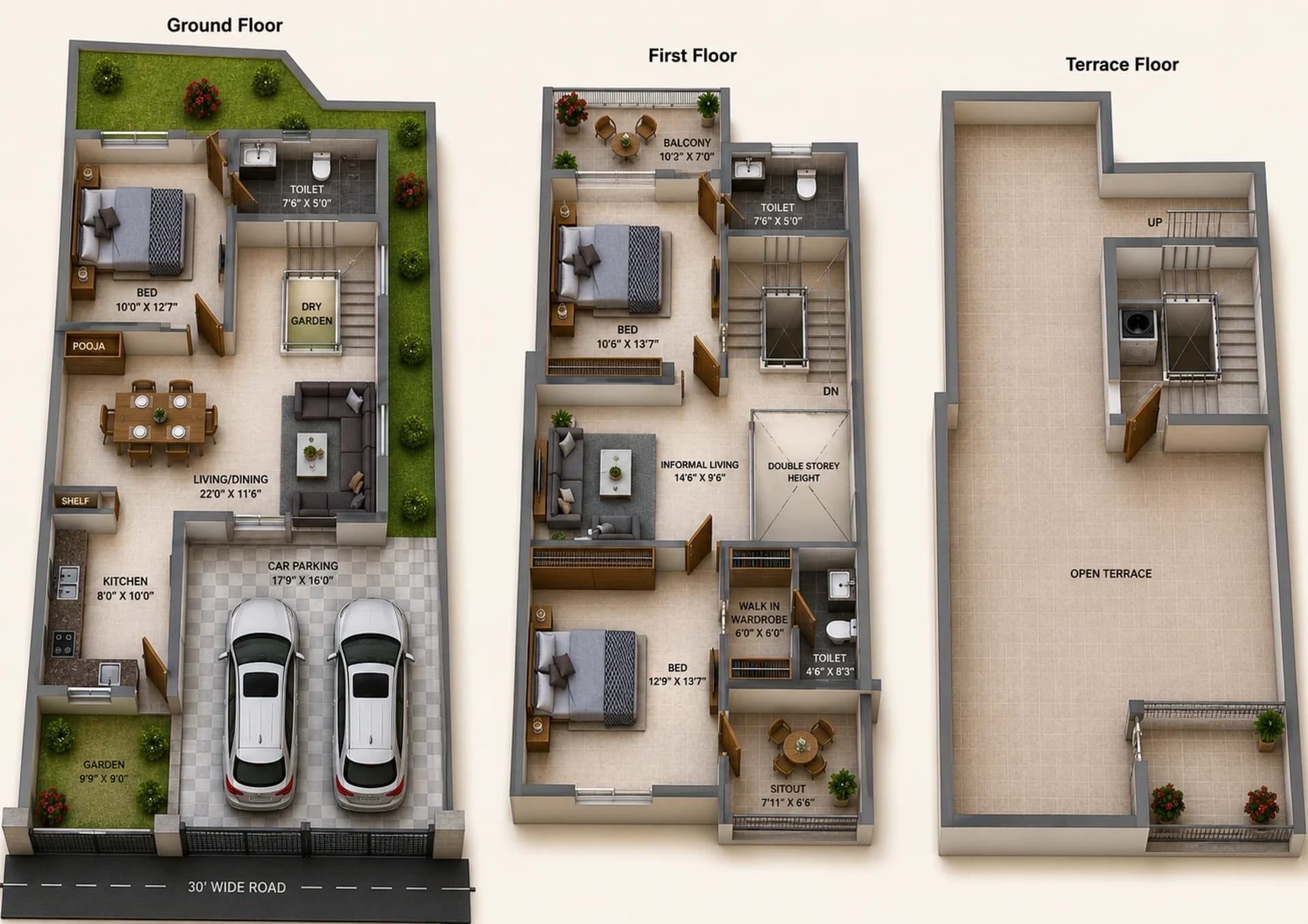 3 BHK Villa Floor Plan – DAC Vilva