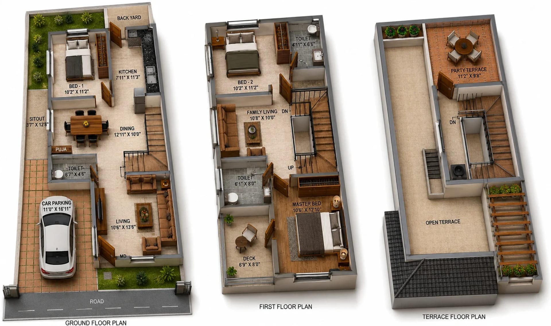 3 BHK Villa Floor Plan – DAC House of Palisade