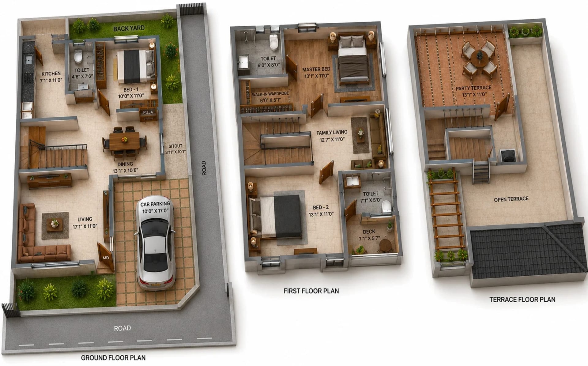 3 BHK Villa Floor Plan – DAC House of Palisade