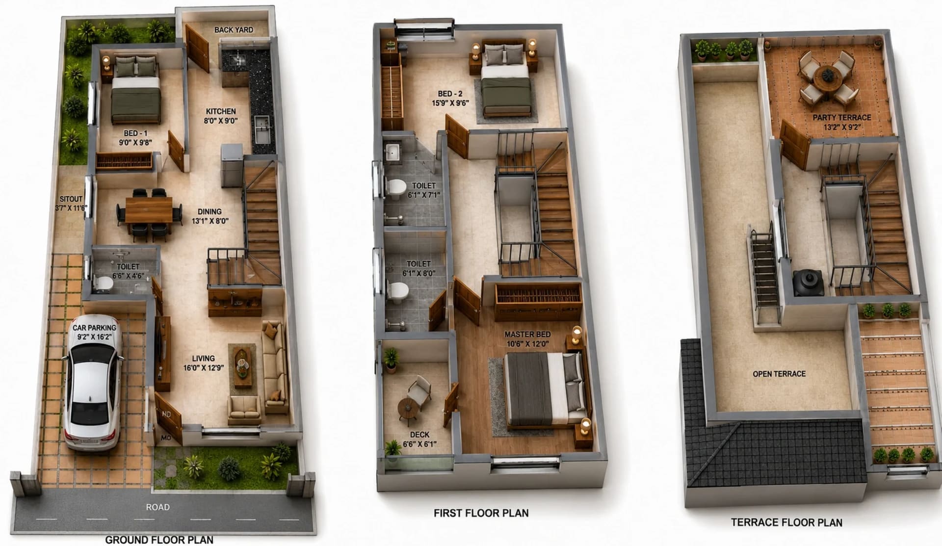 3 BHK Villa Floor Plan – DAC House of Palisade