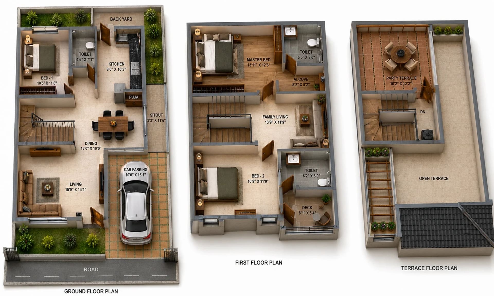 3 BHK Villa Floor Plan – DAC House of Palisade
