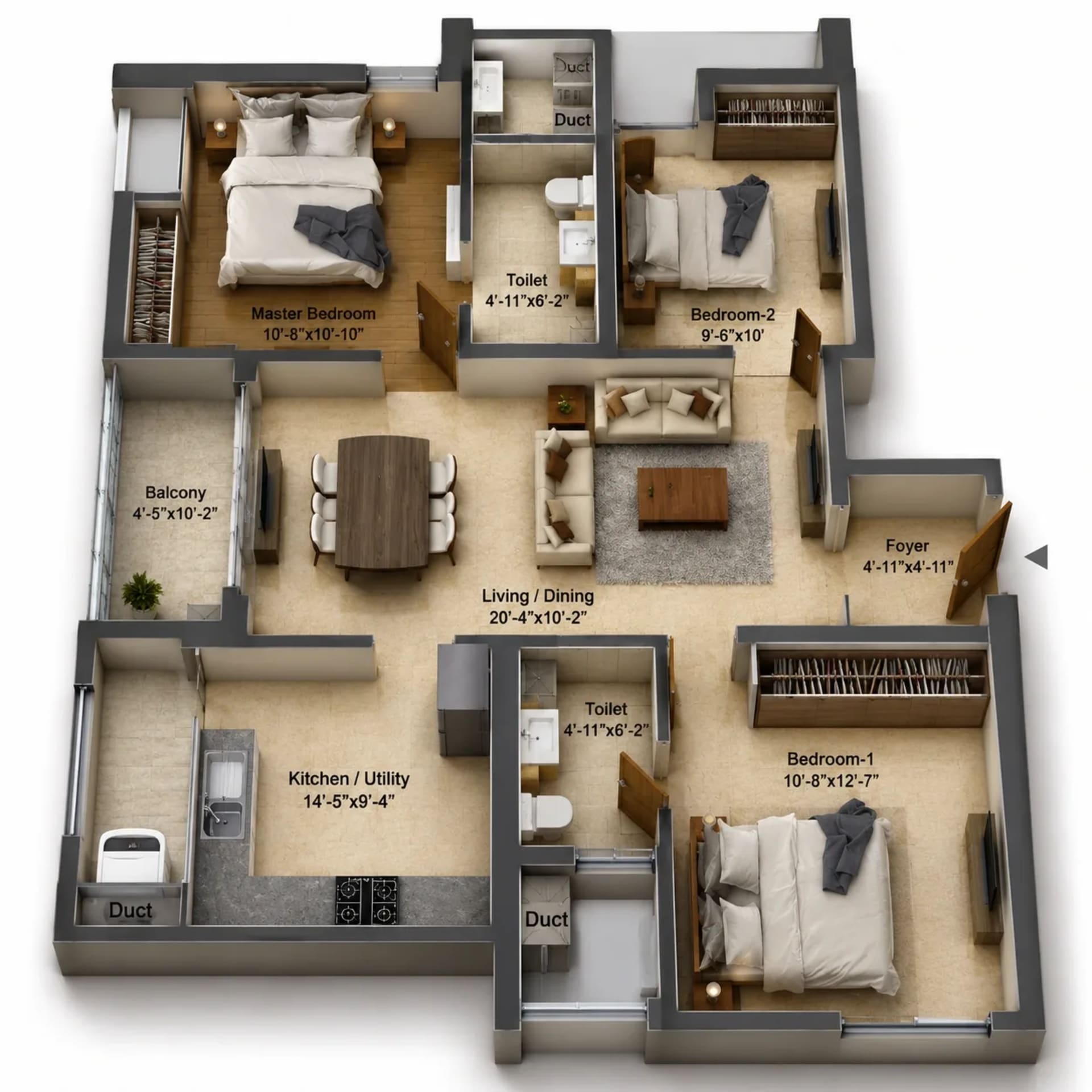 3 BHK Apartment Floor Plan – DRA Skylantis