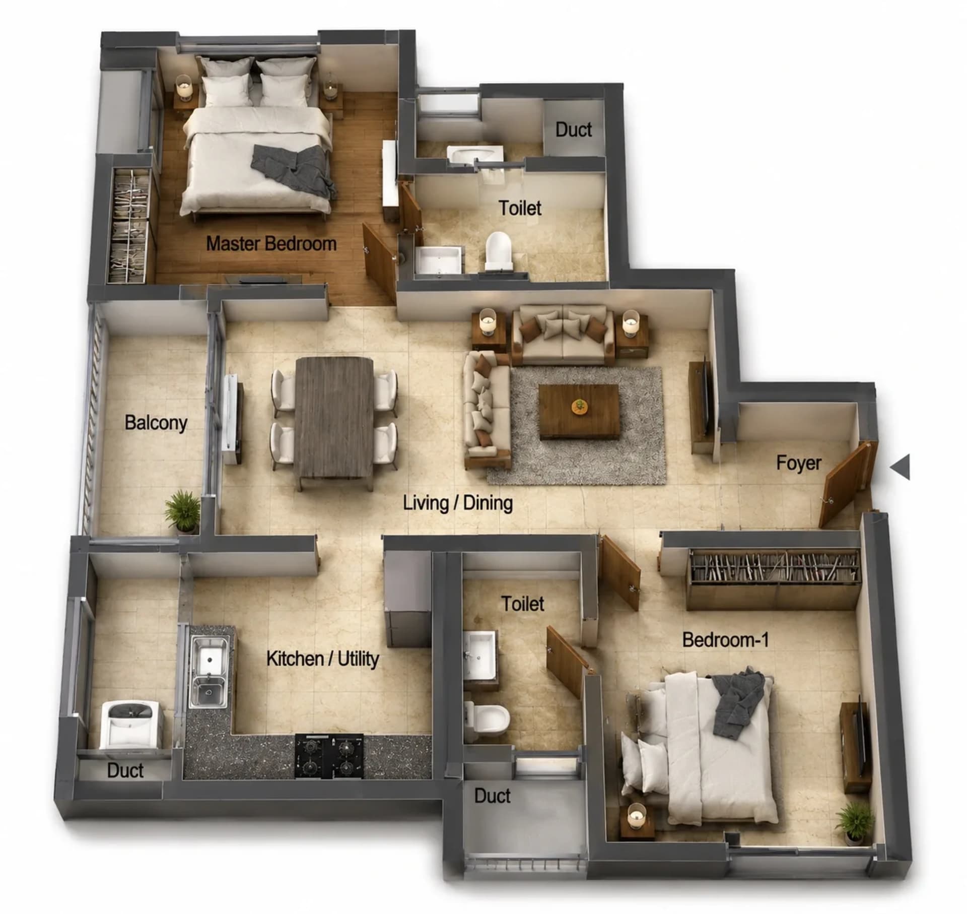 2 BHK Apartment Floor Plan – DRA Skylantis