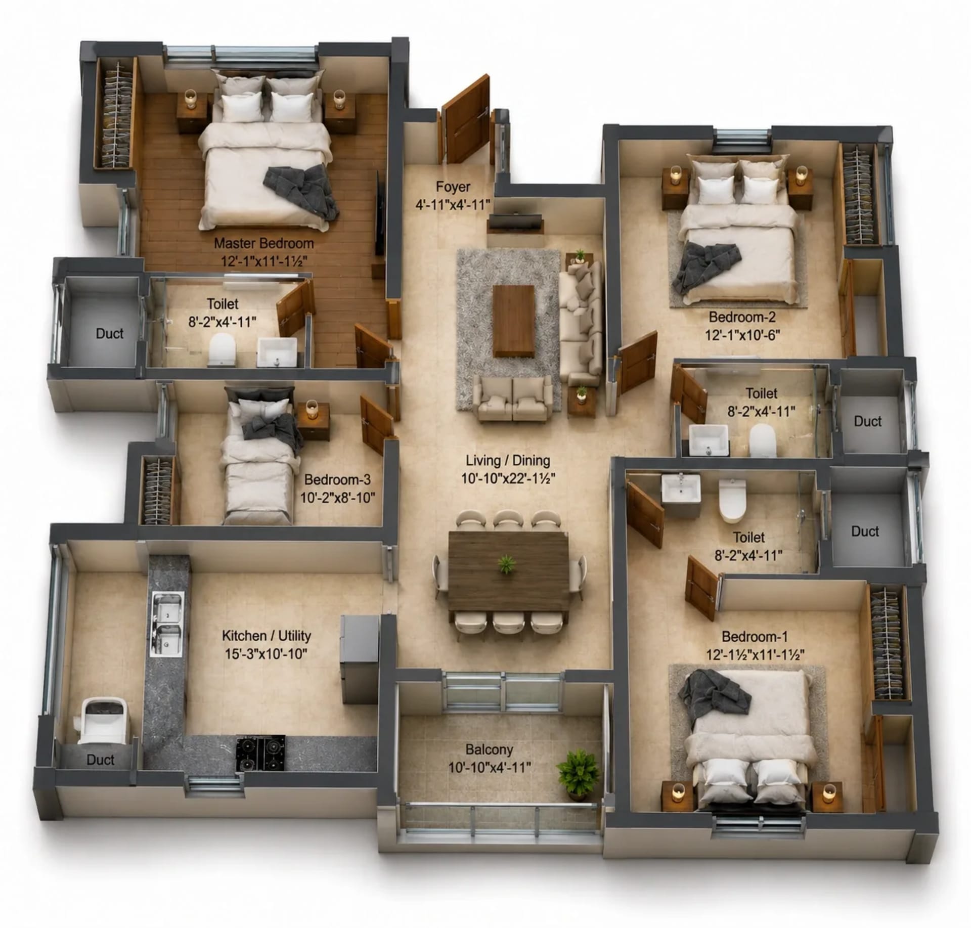 4 BHK Apartment Floor Plan – DRA Skylantis