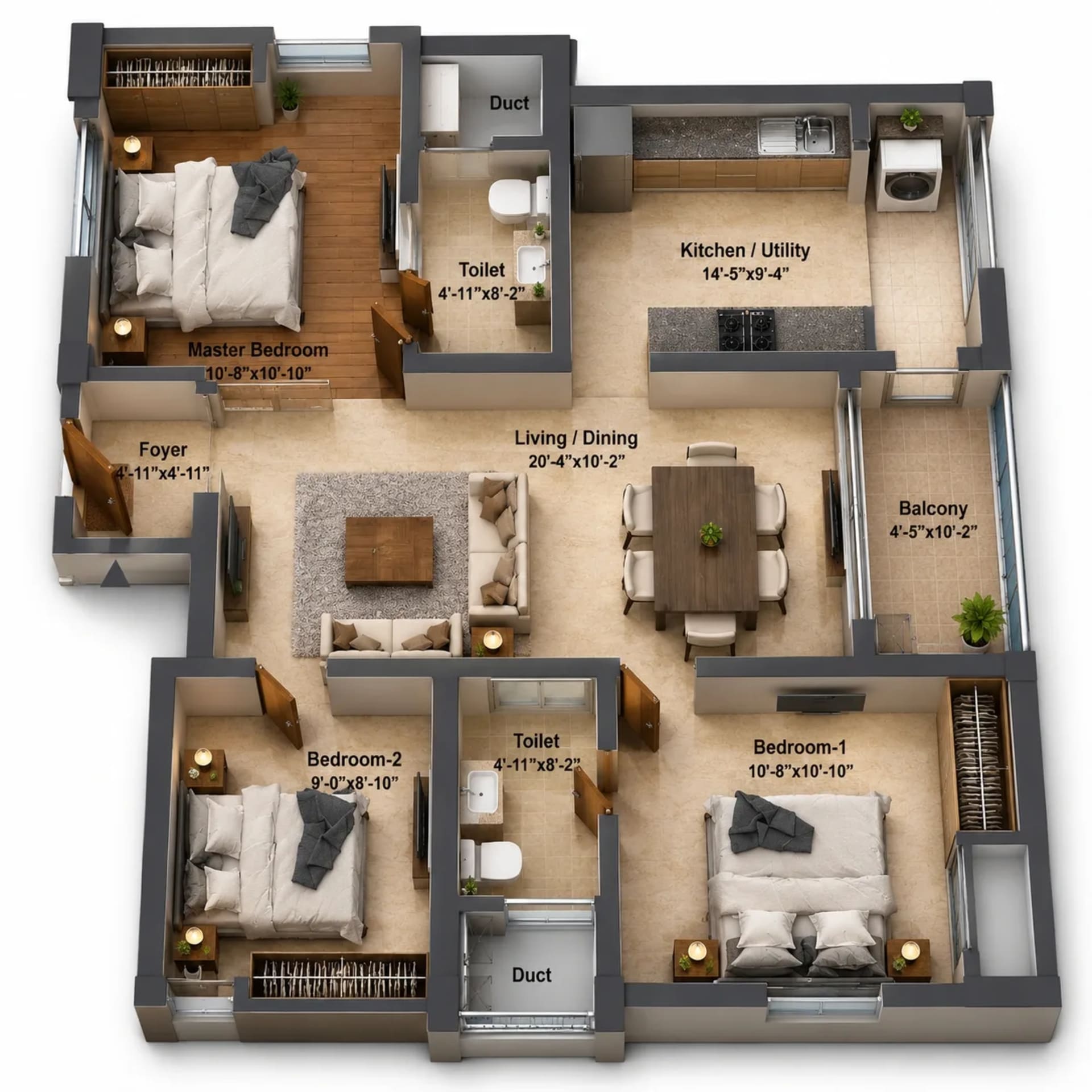 3 BHK Apartment Floor Plan – DRA Skylantis