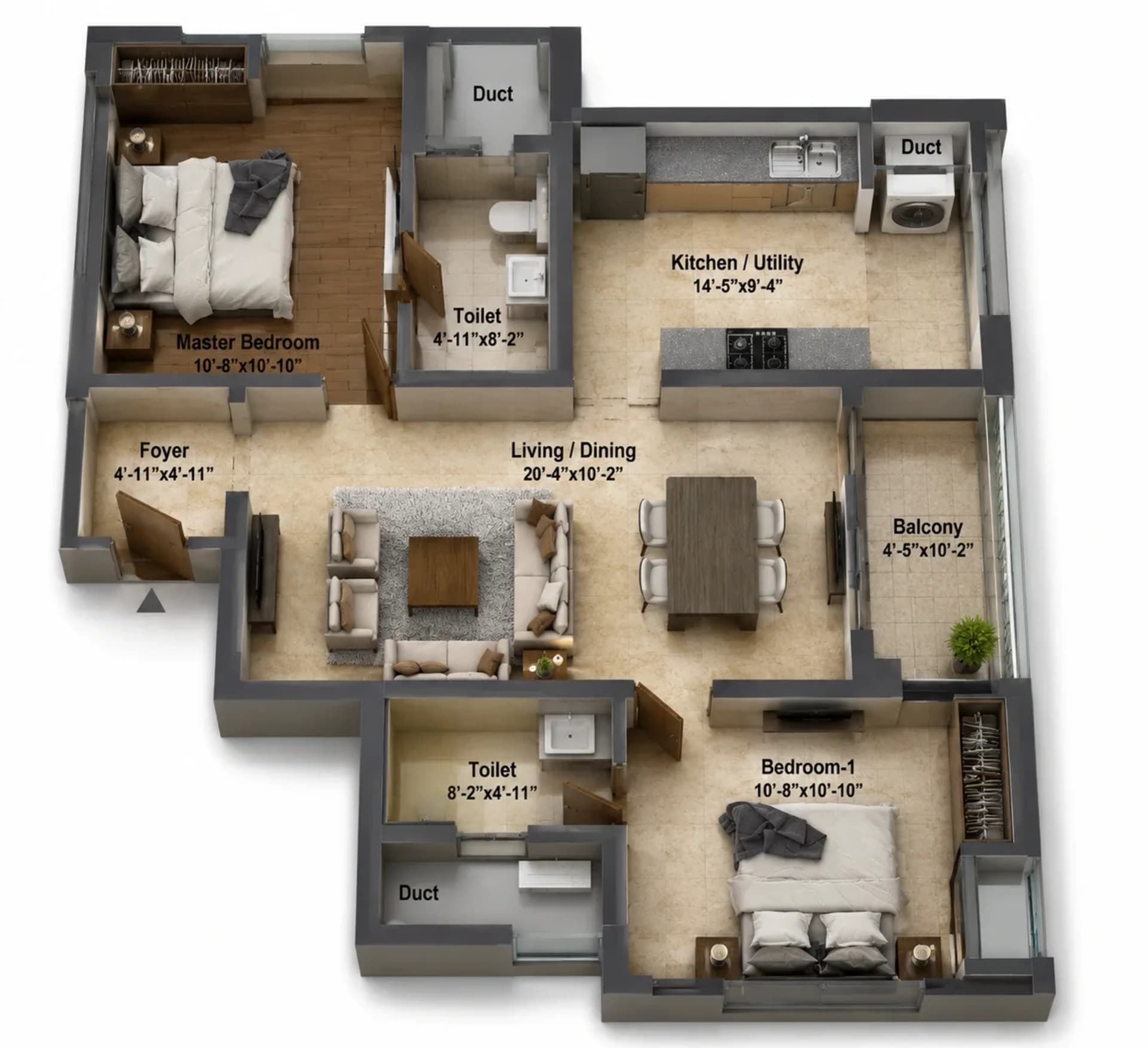 2 BHK Apartment Floor Plan – DRA Skylantis