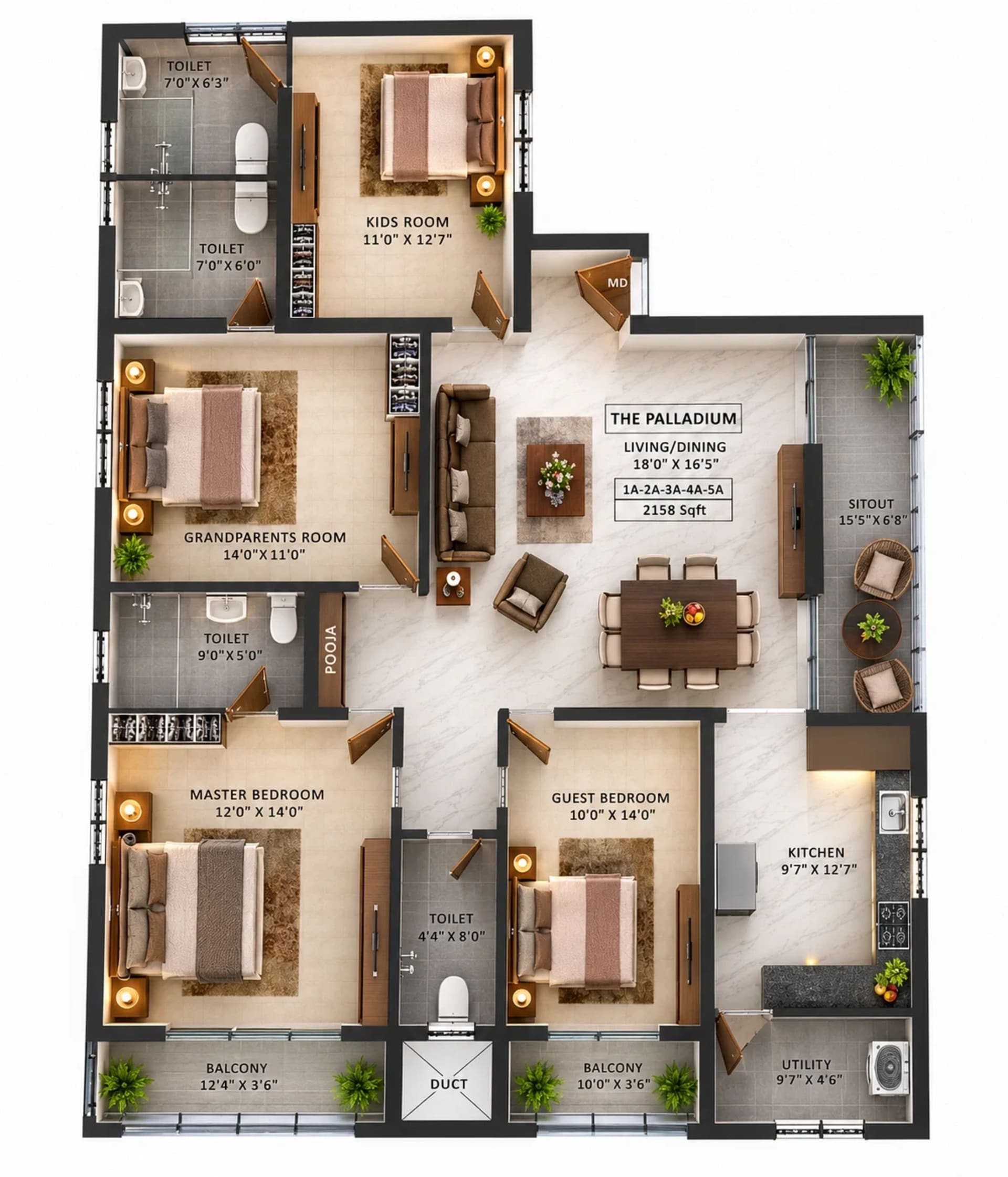 4 BHK Apartment Floor Plan – ATH The Palladium