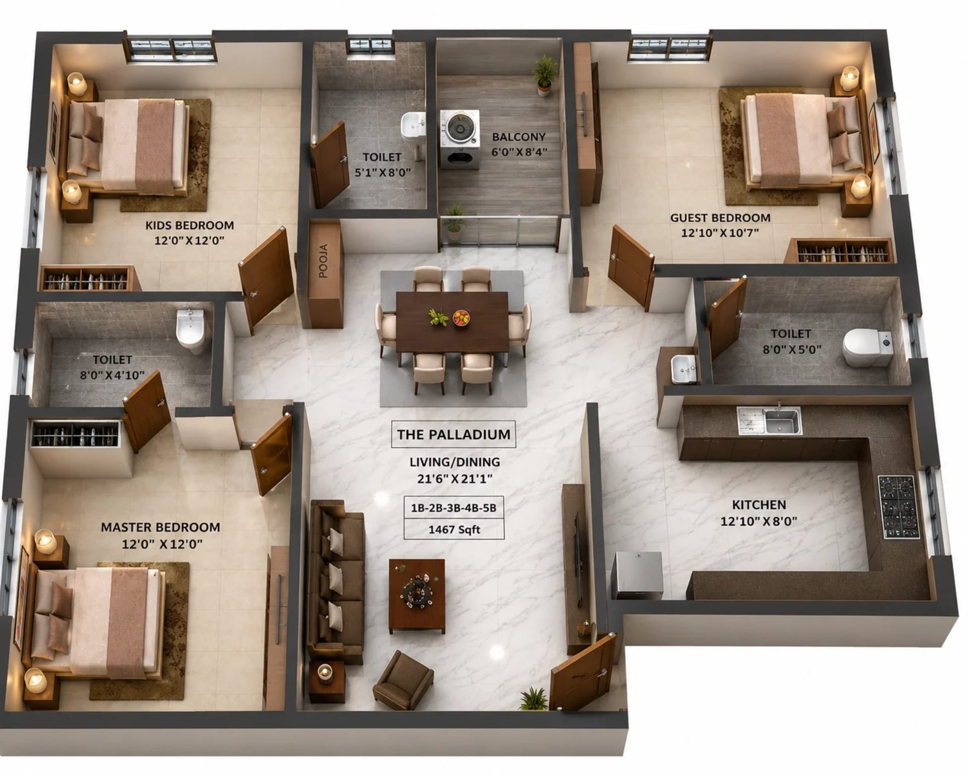 3 BHK Apartment Floor Plan – ATH The Palladium