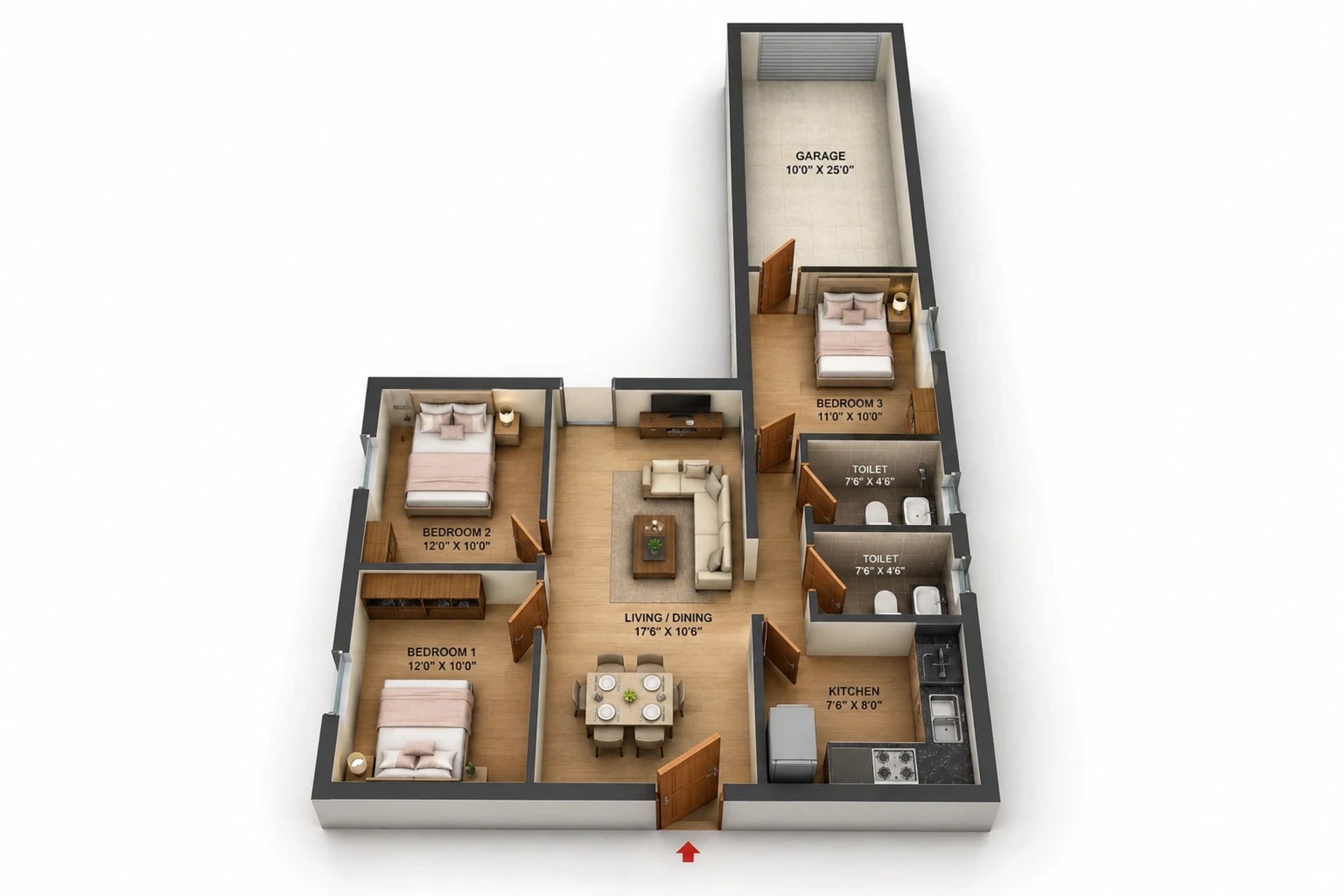 3 BHK Apartment Floor Plan – ATH Merlion