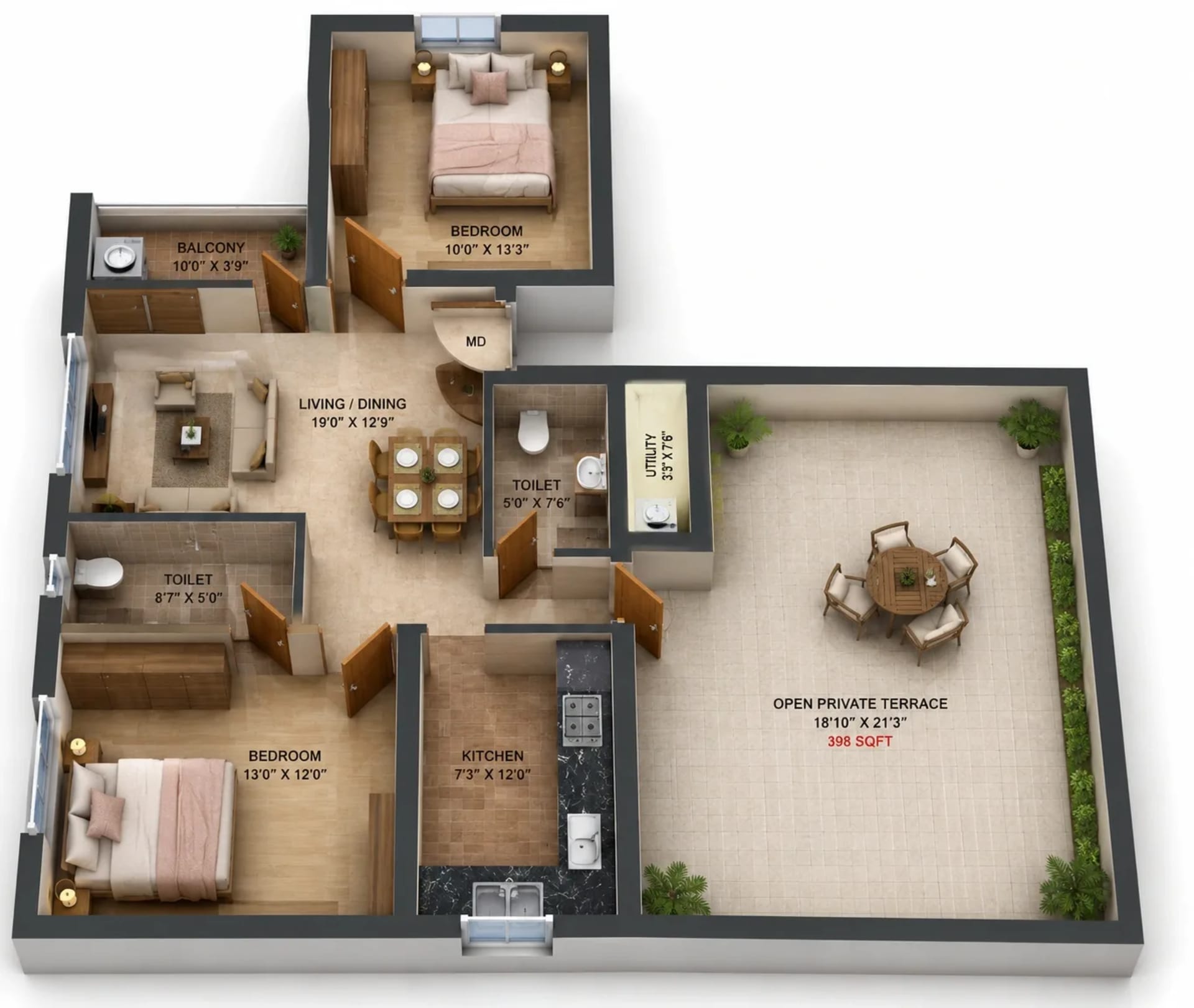 2 BHK Apartment Floor Plan – ATH Merlion