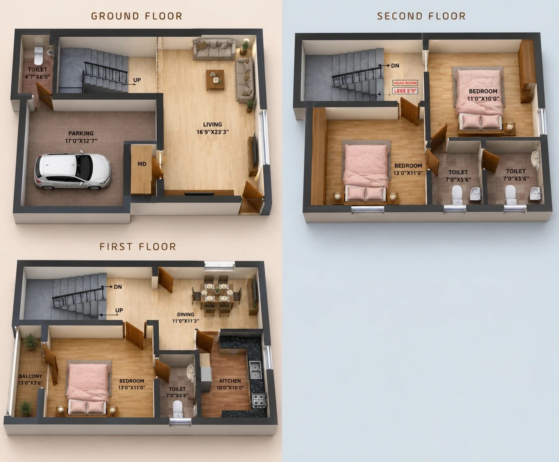 3 BHK Villa Floor Plan – ATH Merlion Villa
