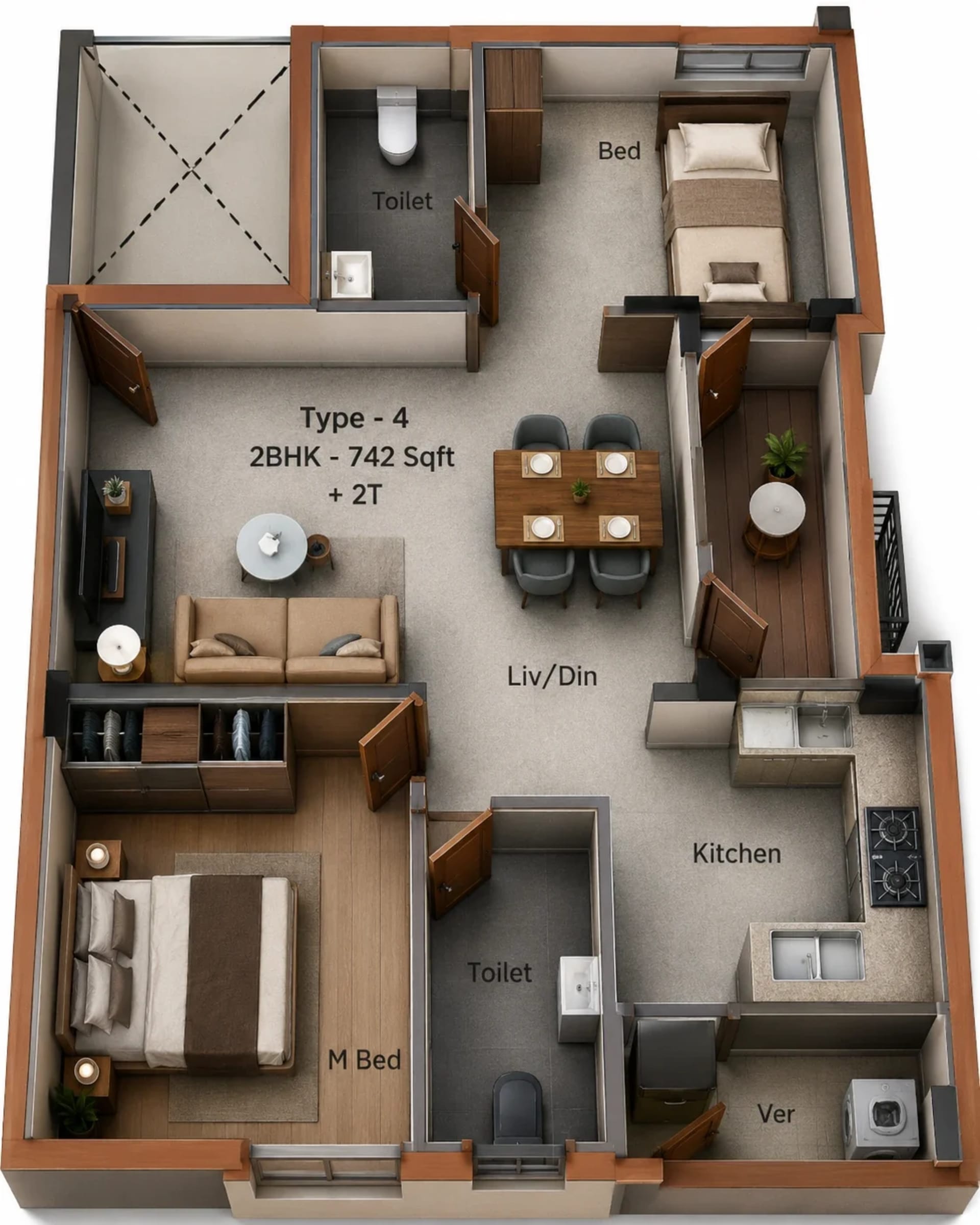 2 BHK Apartment Floor Plan – SIS Isfahan